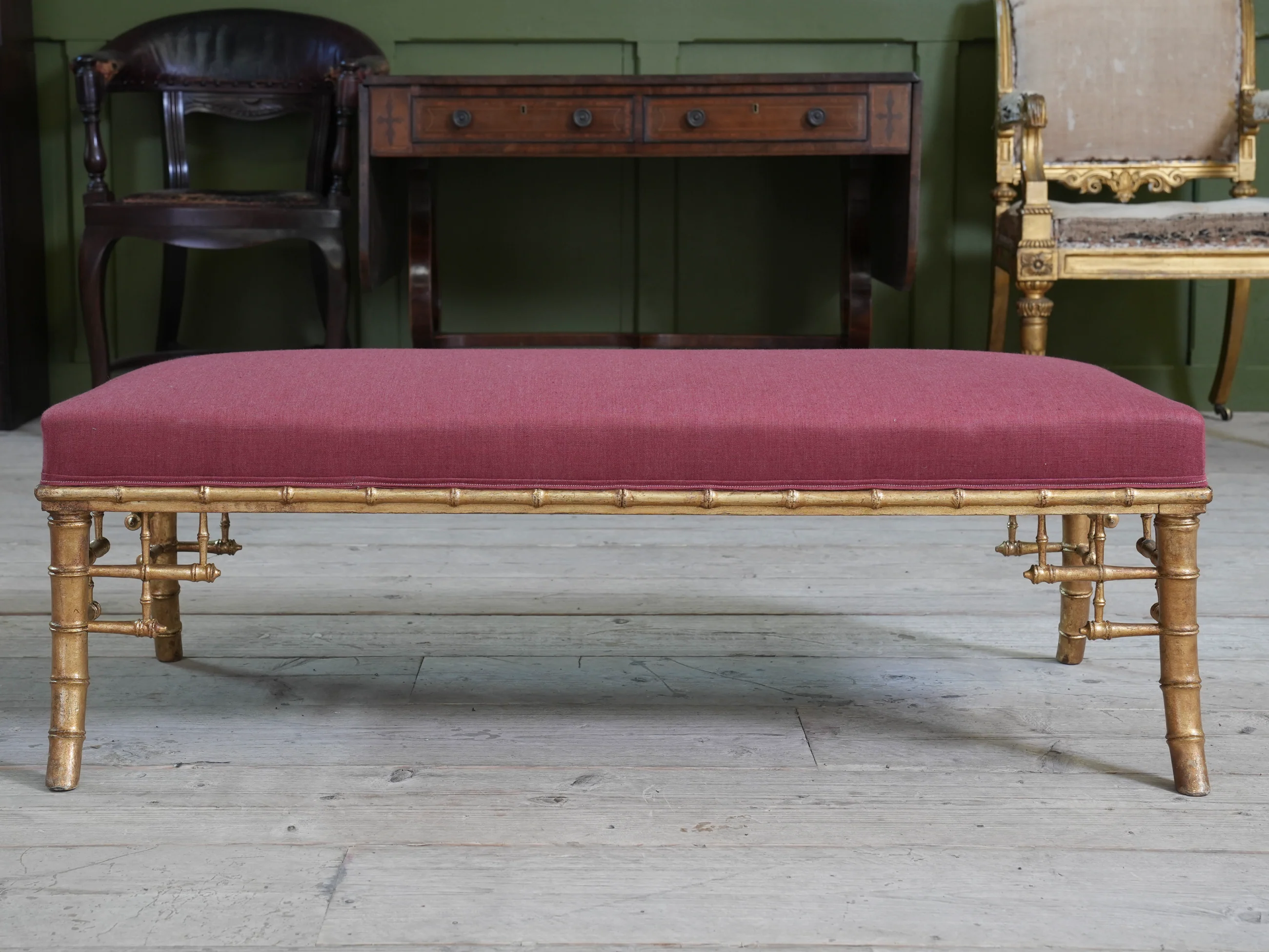 A 19th Century Faux Bamboo Gilt Stool - Image 6