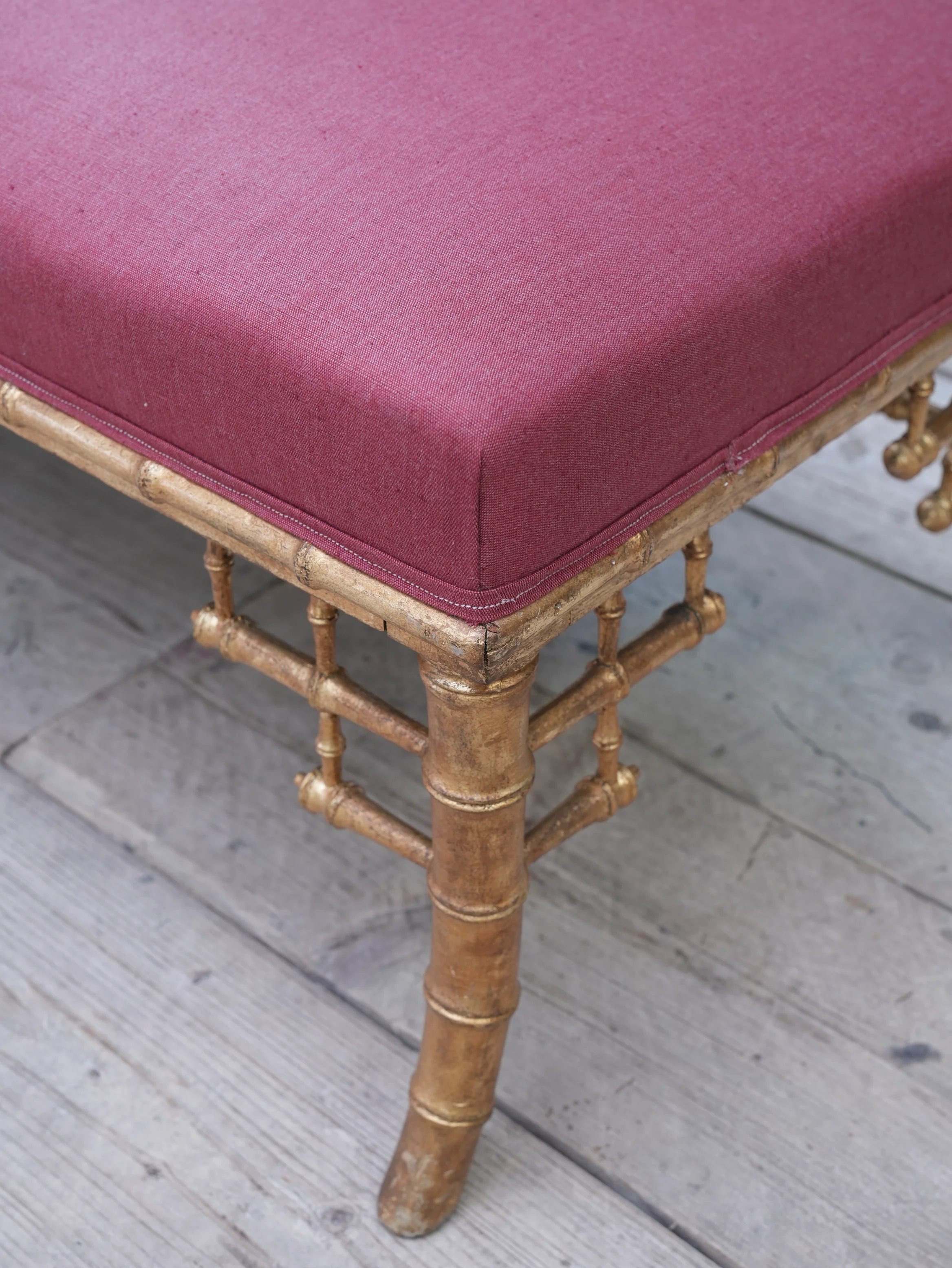 A 19th Century Faux Bamboo Gilt Stool - Image 8