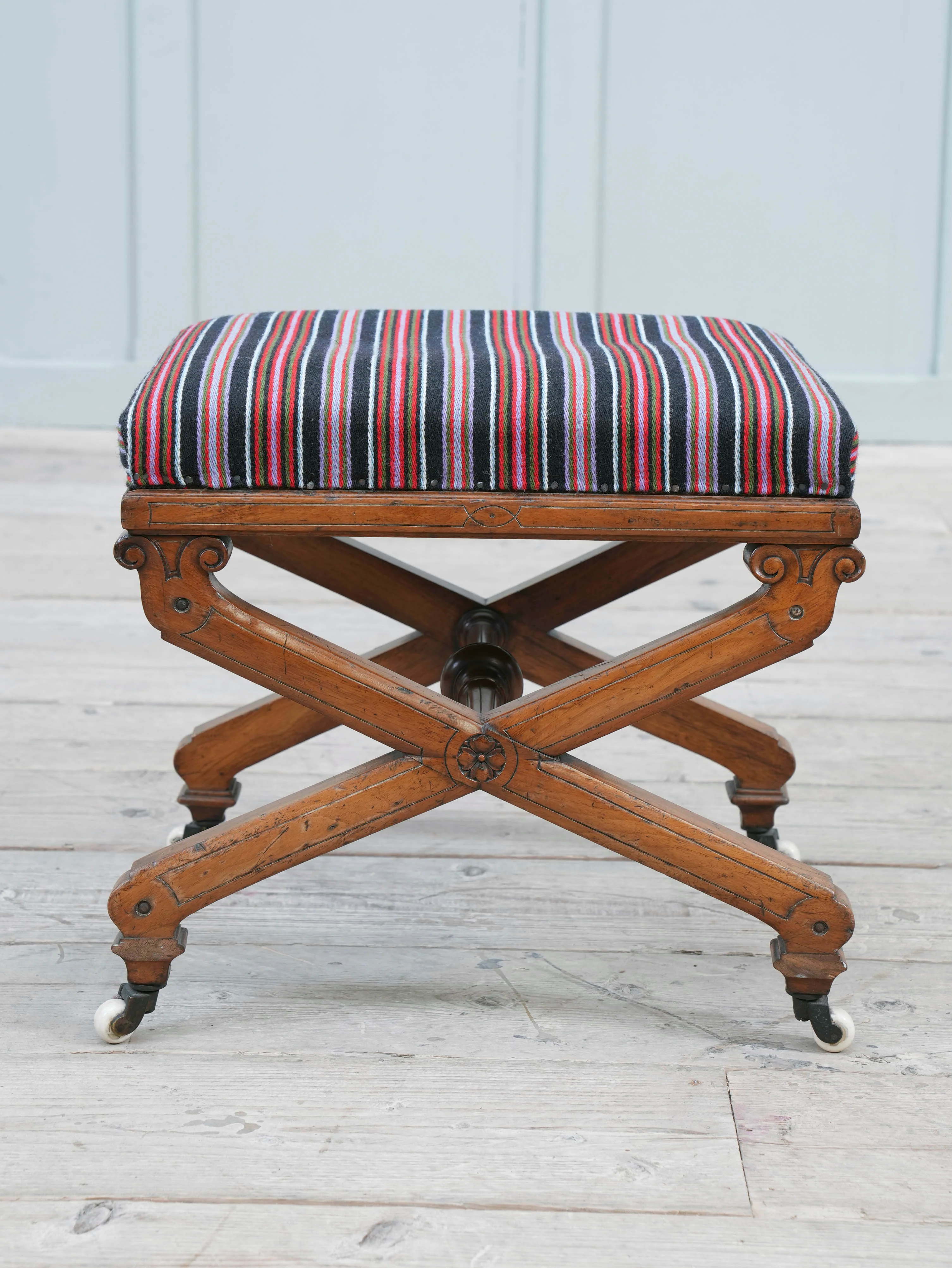 A 19th Century Walnut X Frame Stool - Image 5