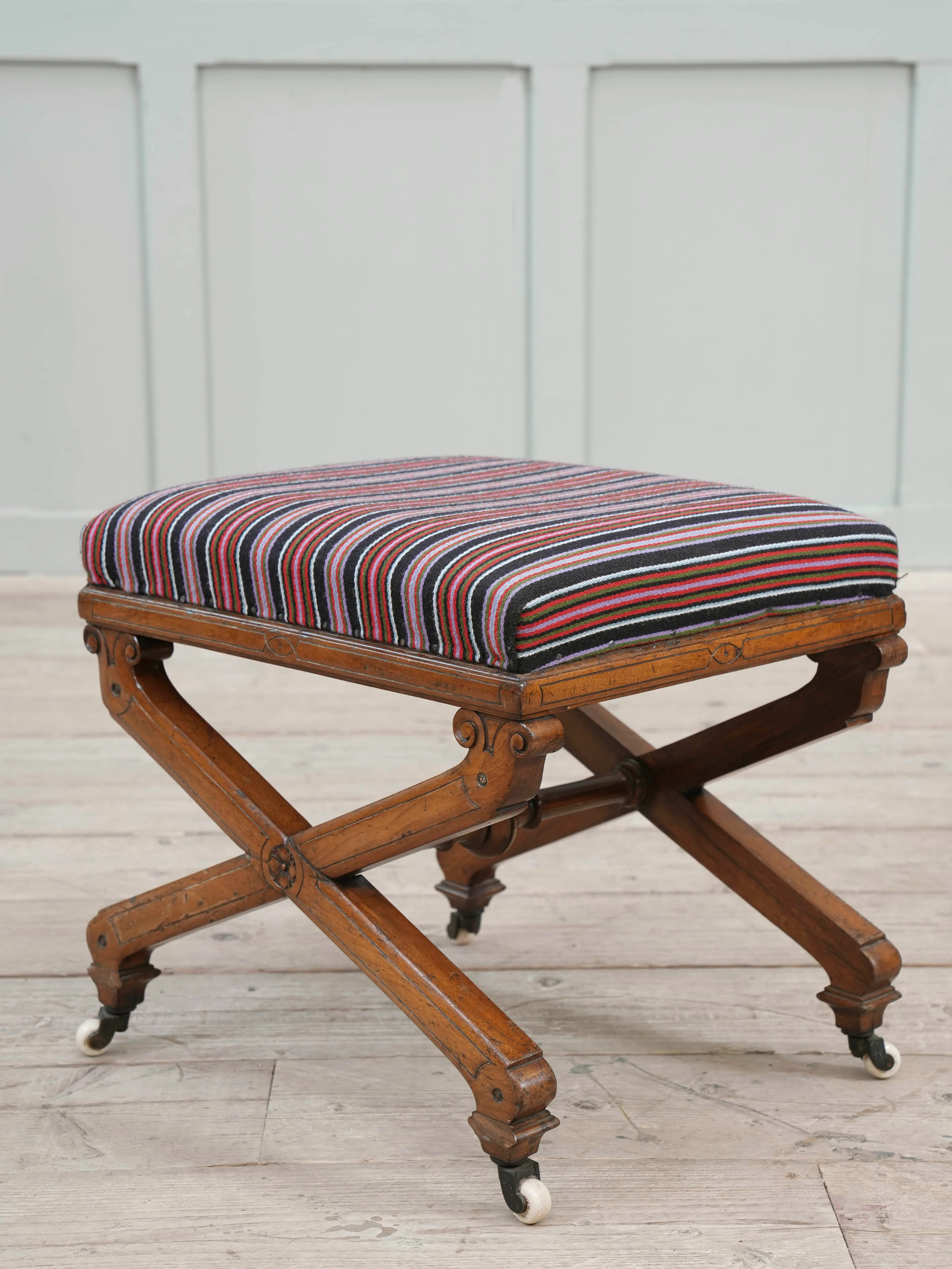 A 19th Century Walnut X Frame Stool - Image 6