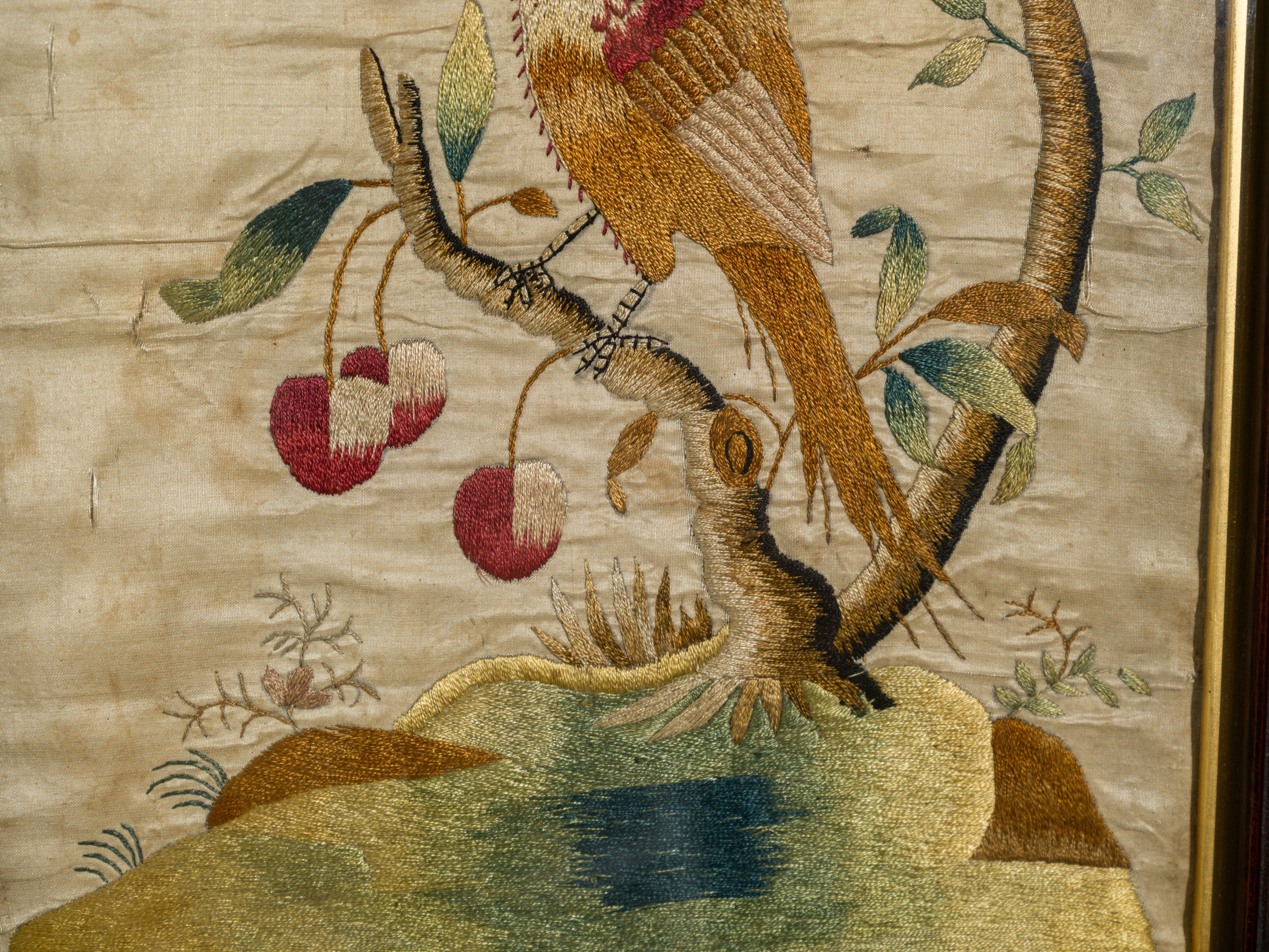 An 18th Century Framed Exotic Bird Silkwork - Image 3