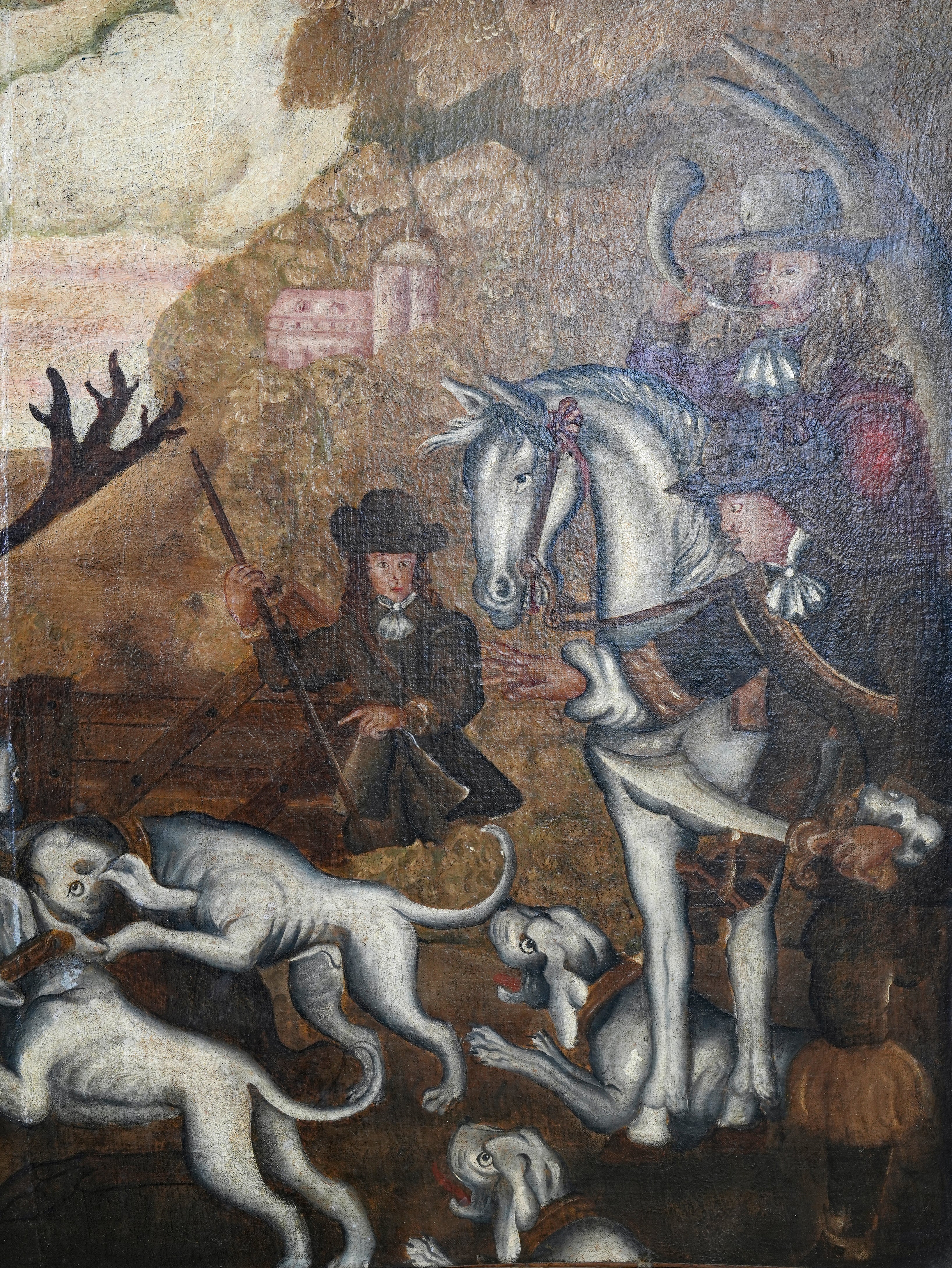 An 18th Century Painting of a Hunting Scene - Image 4