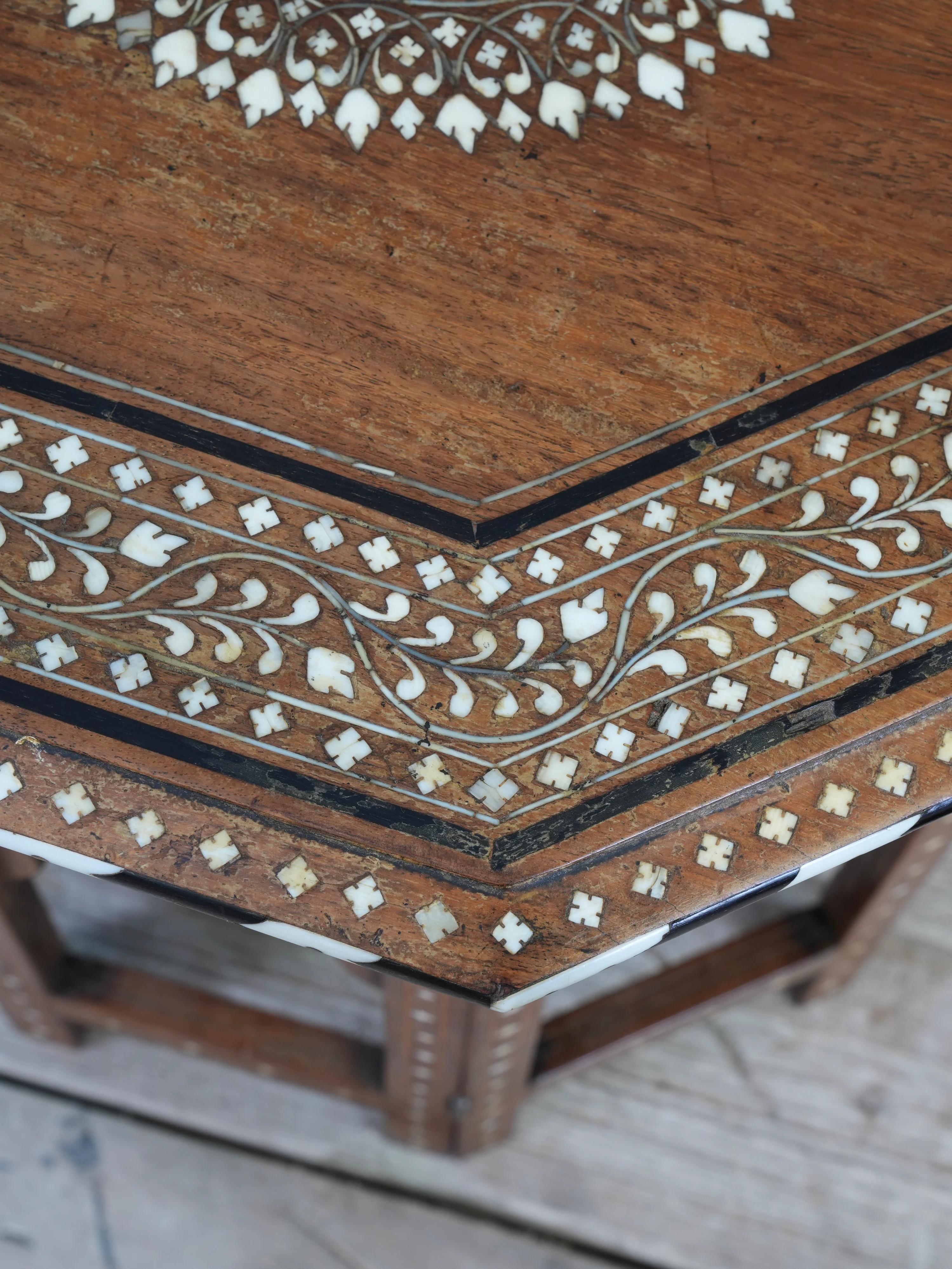 A Bone & Ebony Inlaid Hoshiarpur Table - Image 7