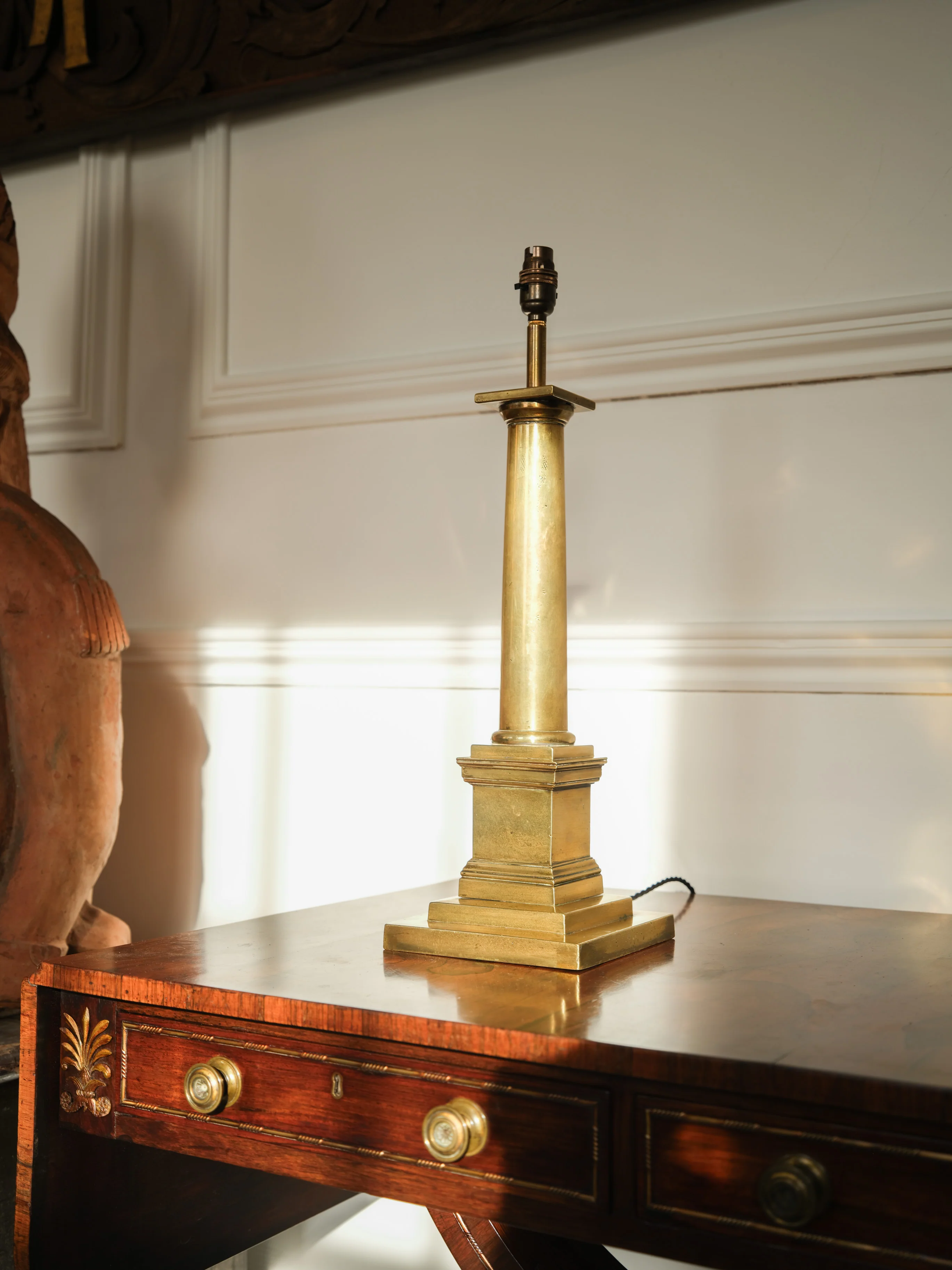 A 19th Century Brass Column Table Lamp - Image 2