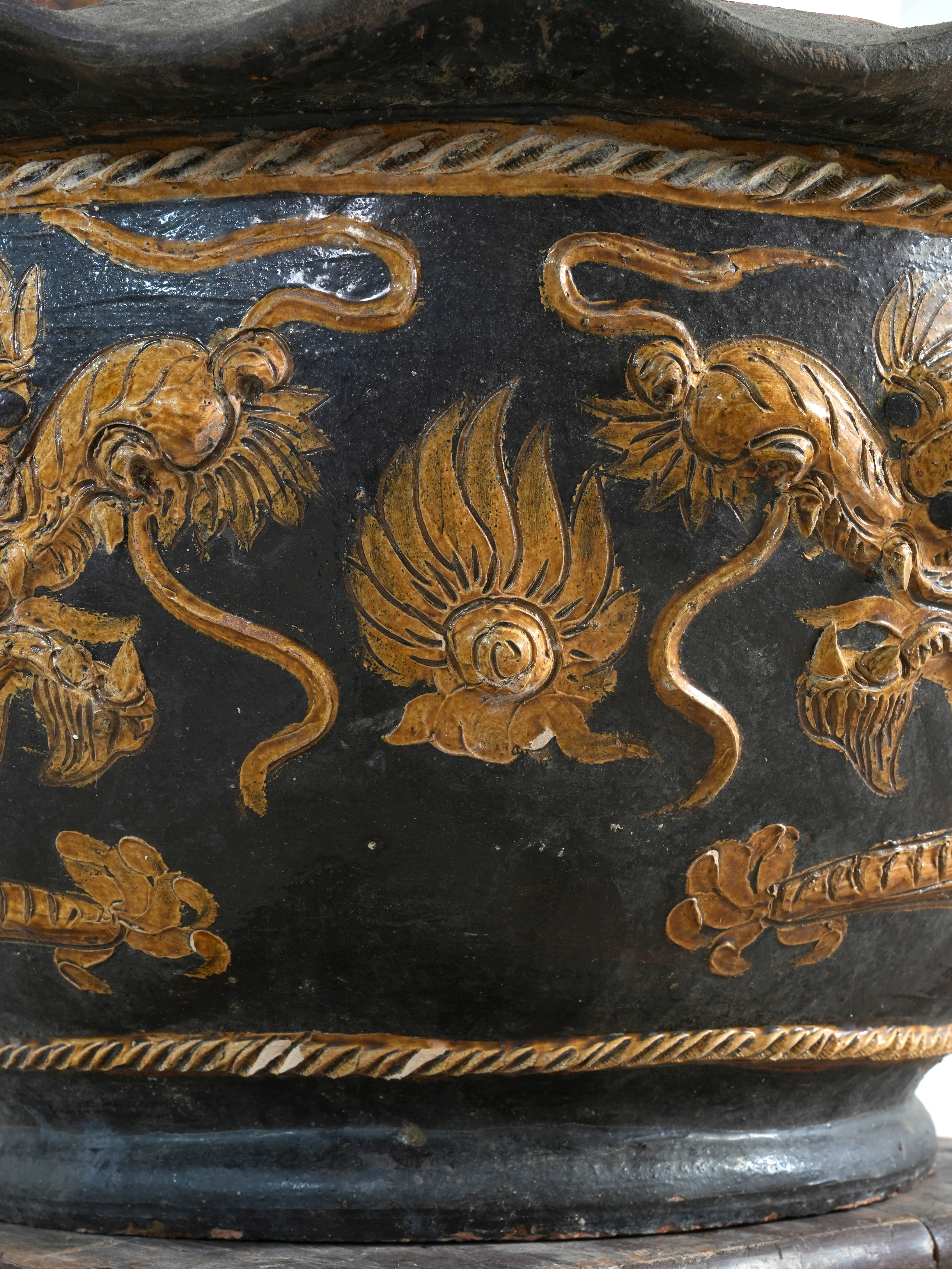 A Large Glazed Terracotta Dragon Bowl - Image 13