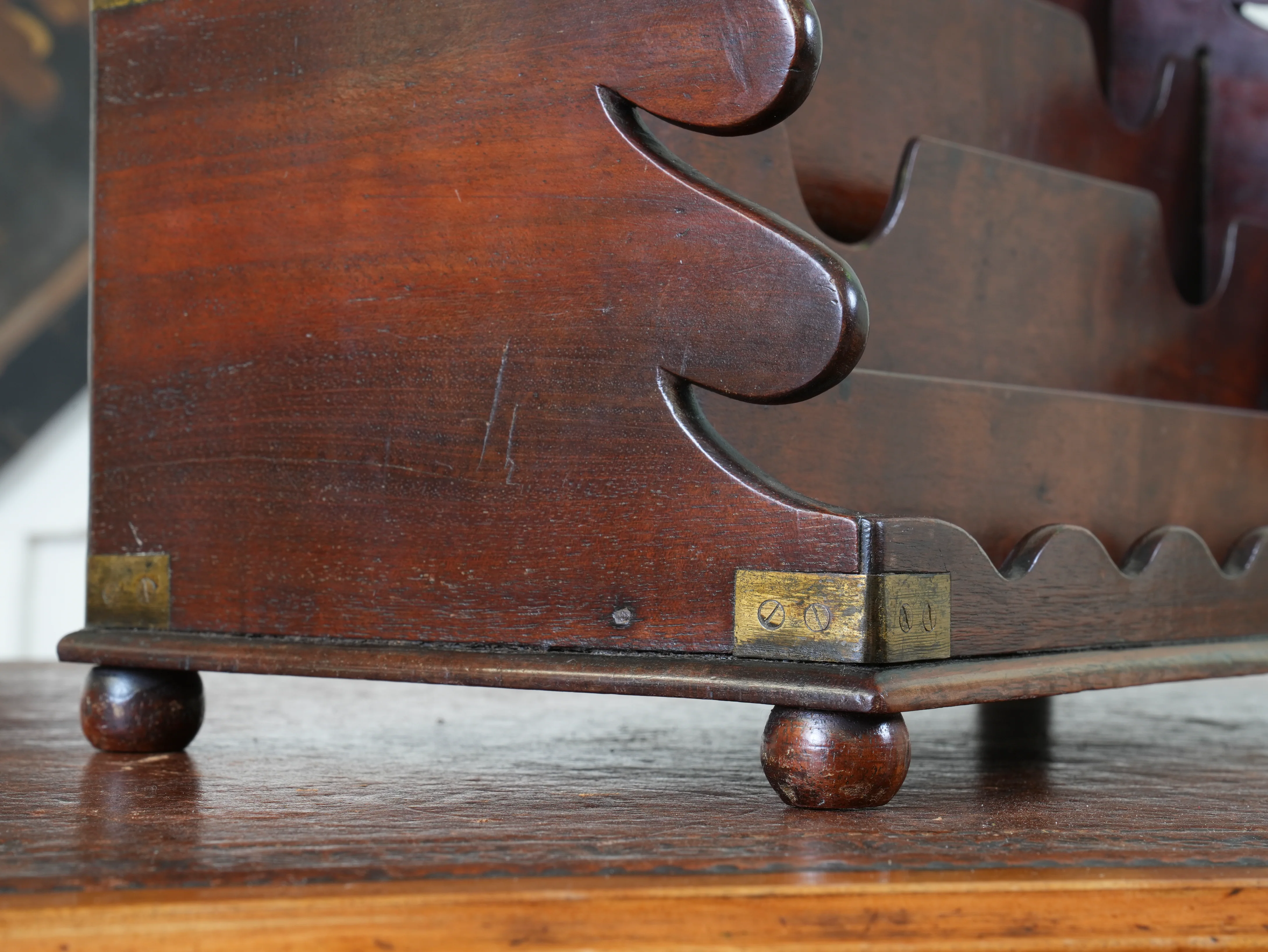 A Brass Bound Mahogany Campaign Desk Top Stationary Rack - Image 10