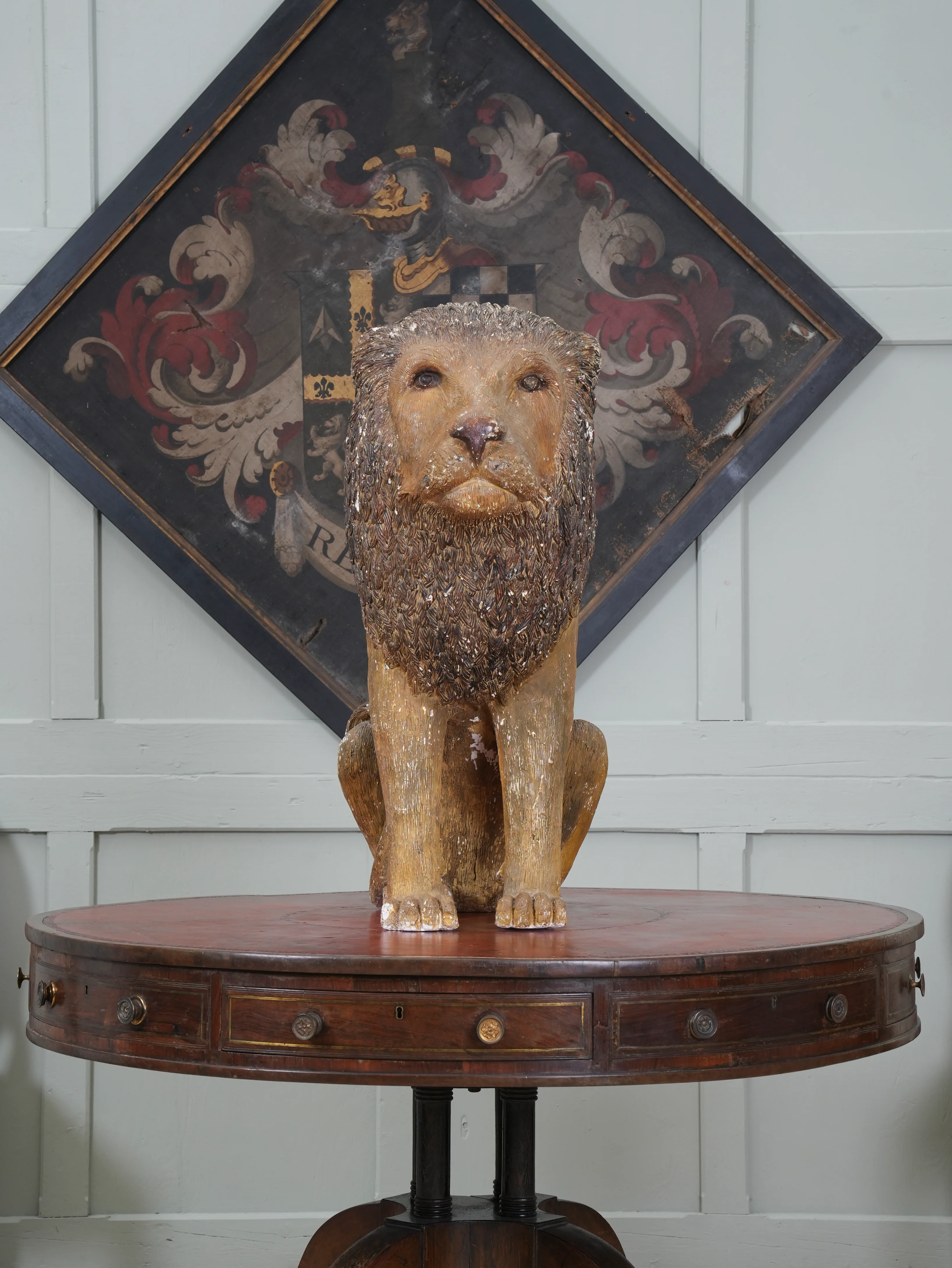 A Painted Plaster Seated Lion - Image 3