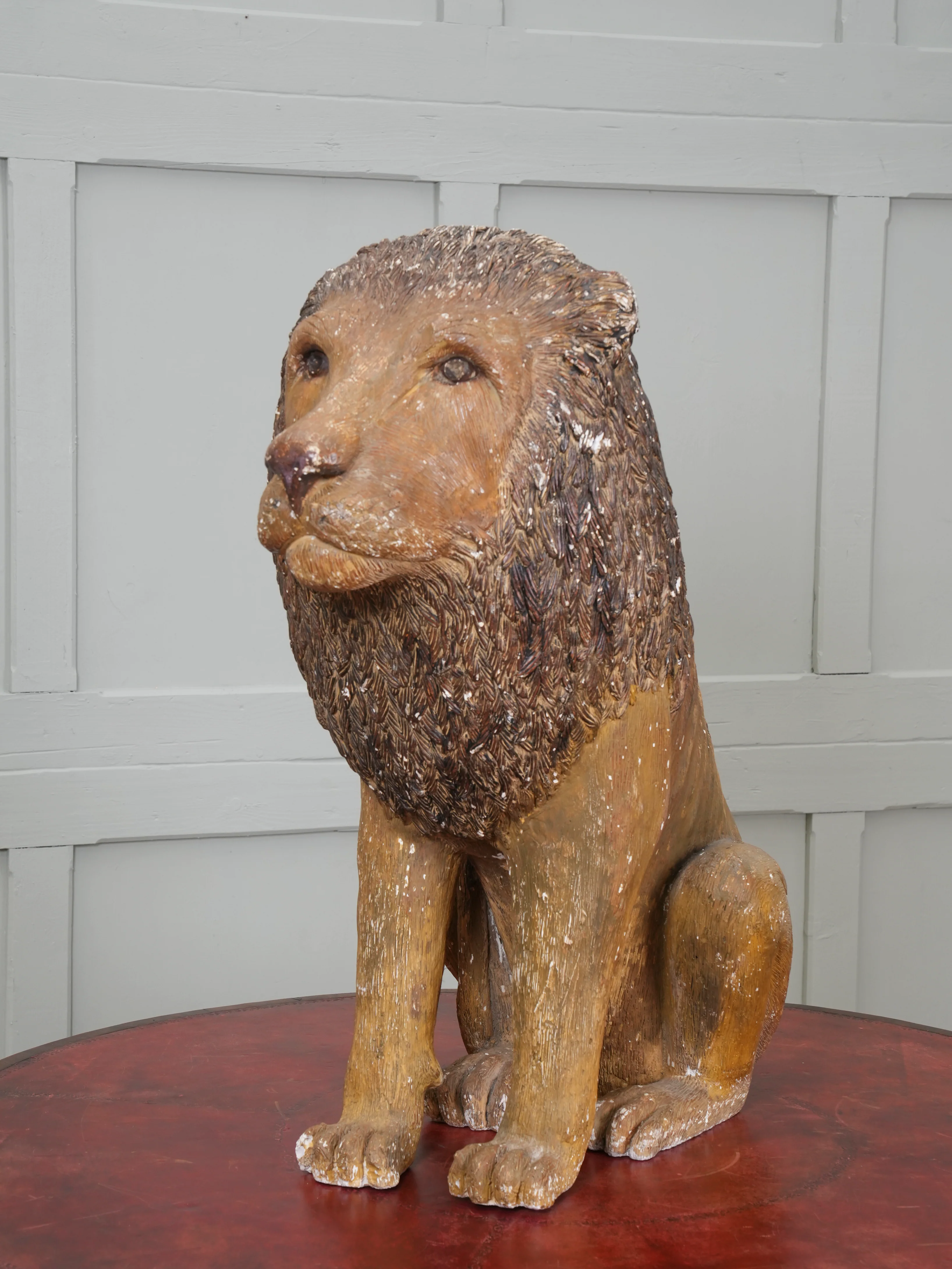 A Painted Plaster Seated Lion - Image 6