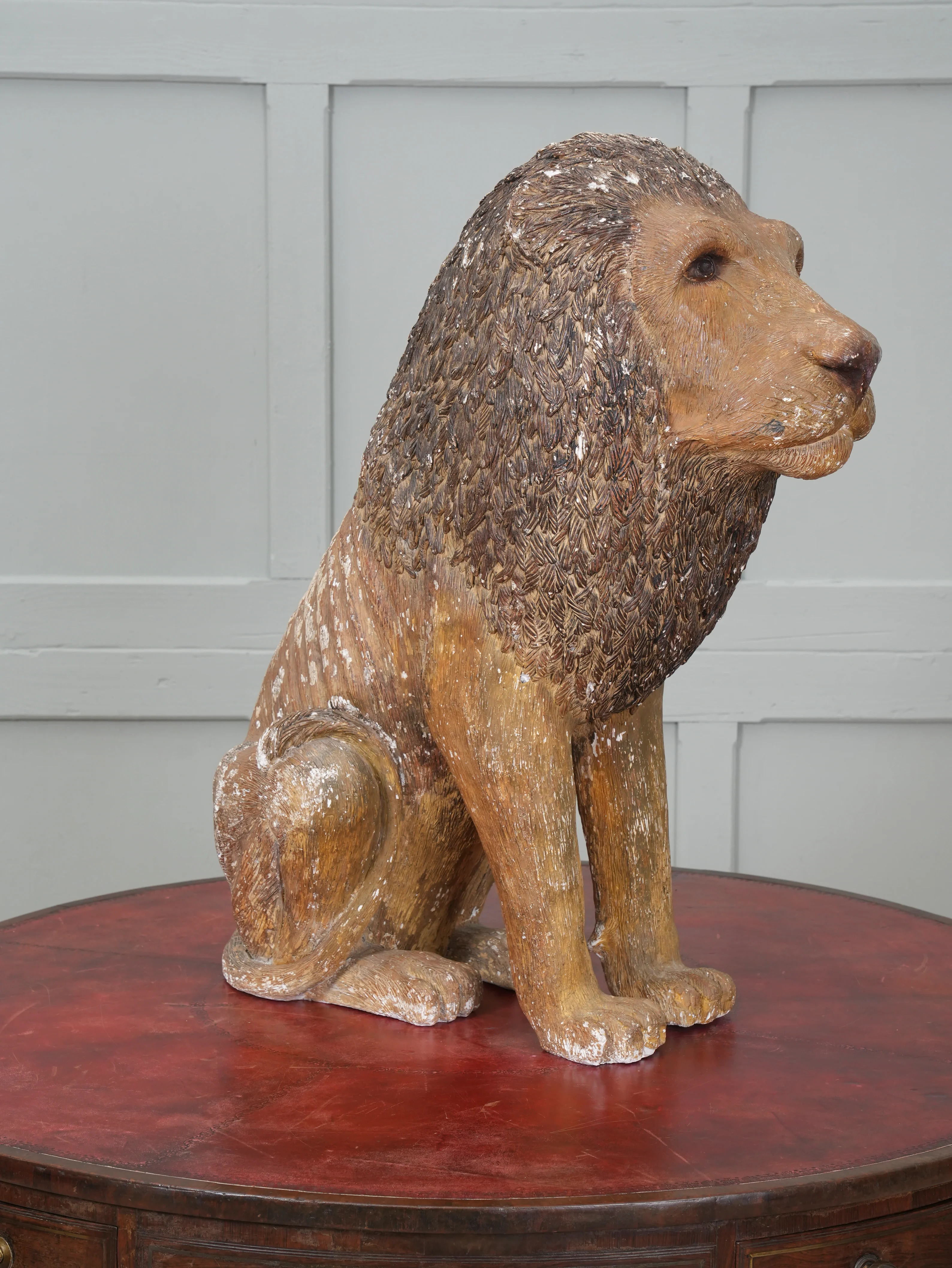 A Painted Plaster Seated Lion - Image 9