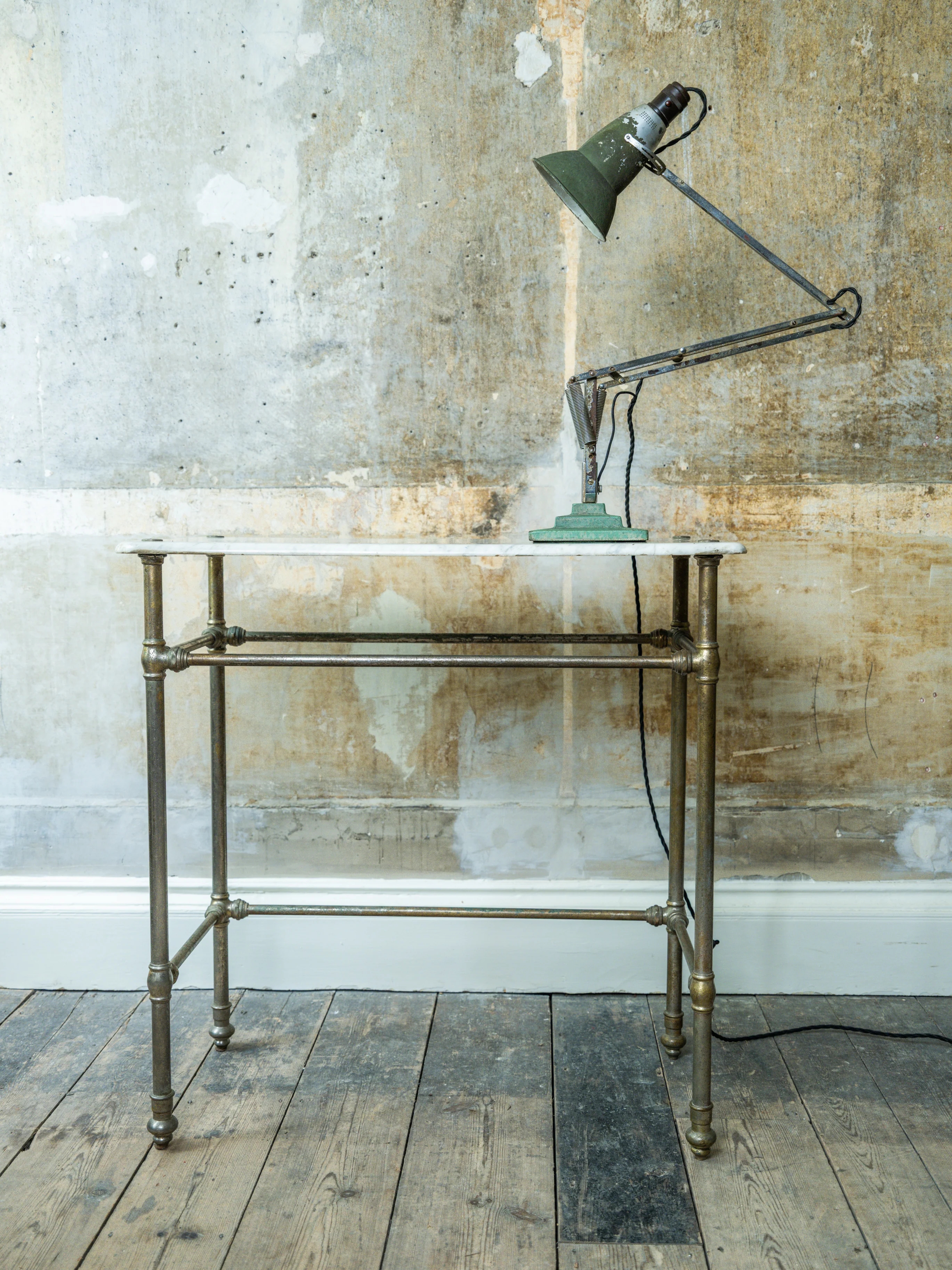 A Marble & Nickel Plated Brass Console Table - Image 13