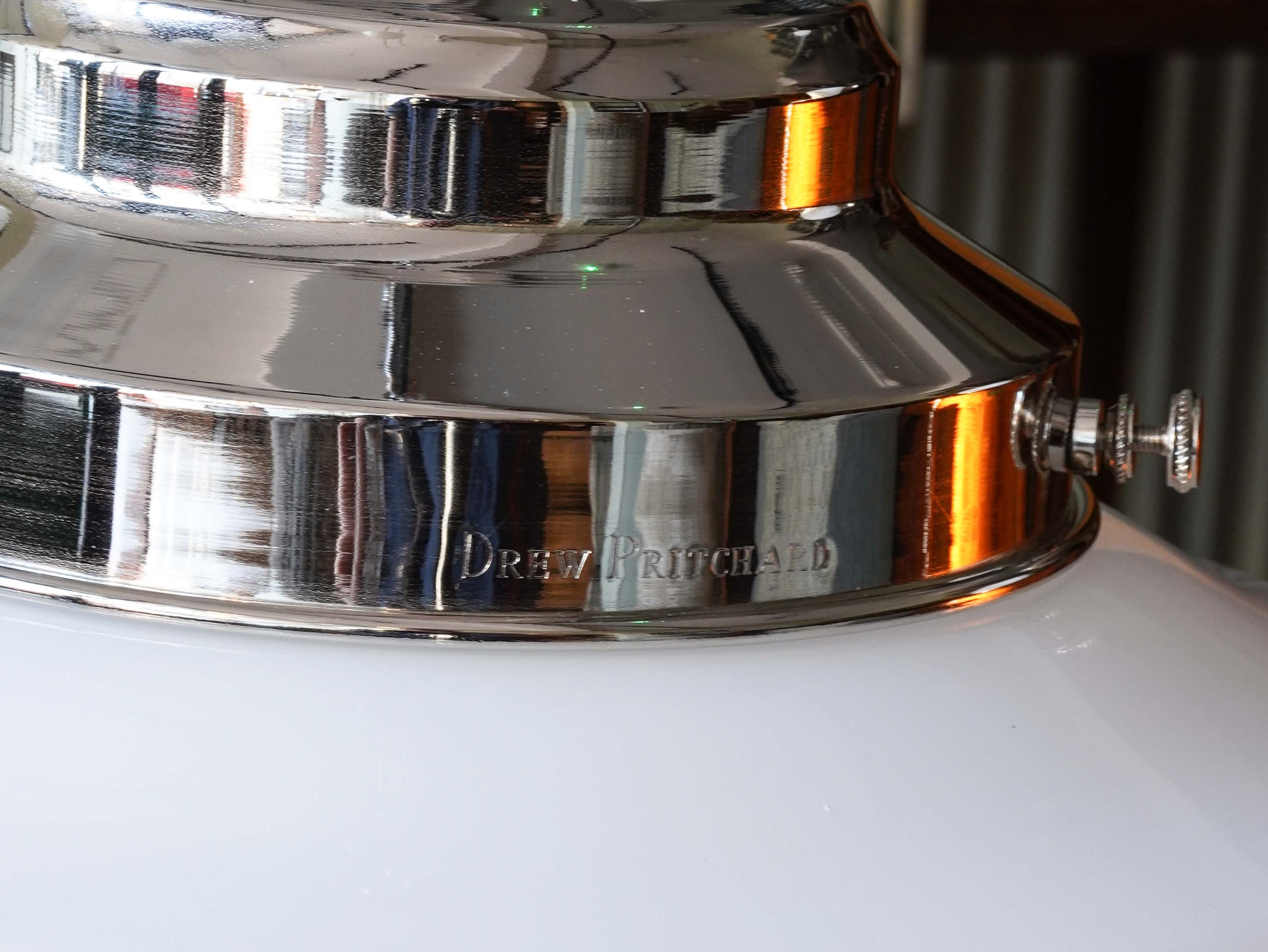 The Draughtsman Opaline Glass Pendant Light in Nickel - Image 10