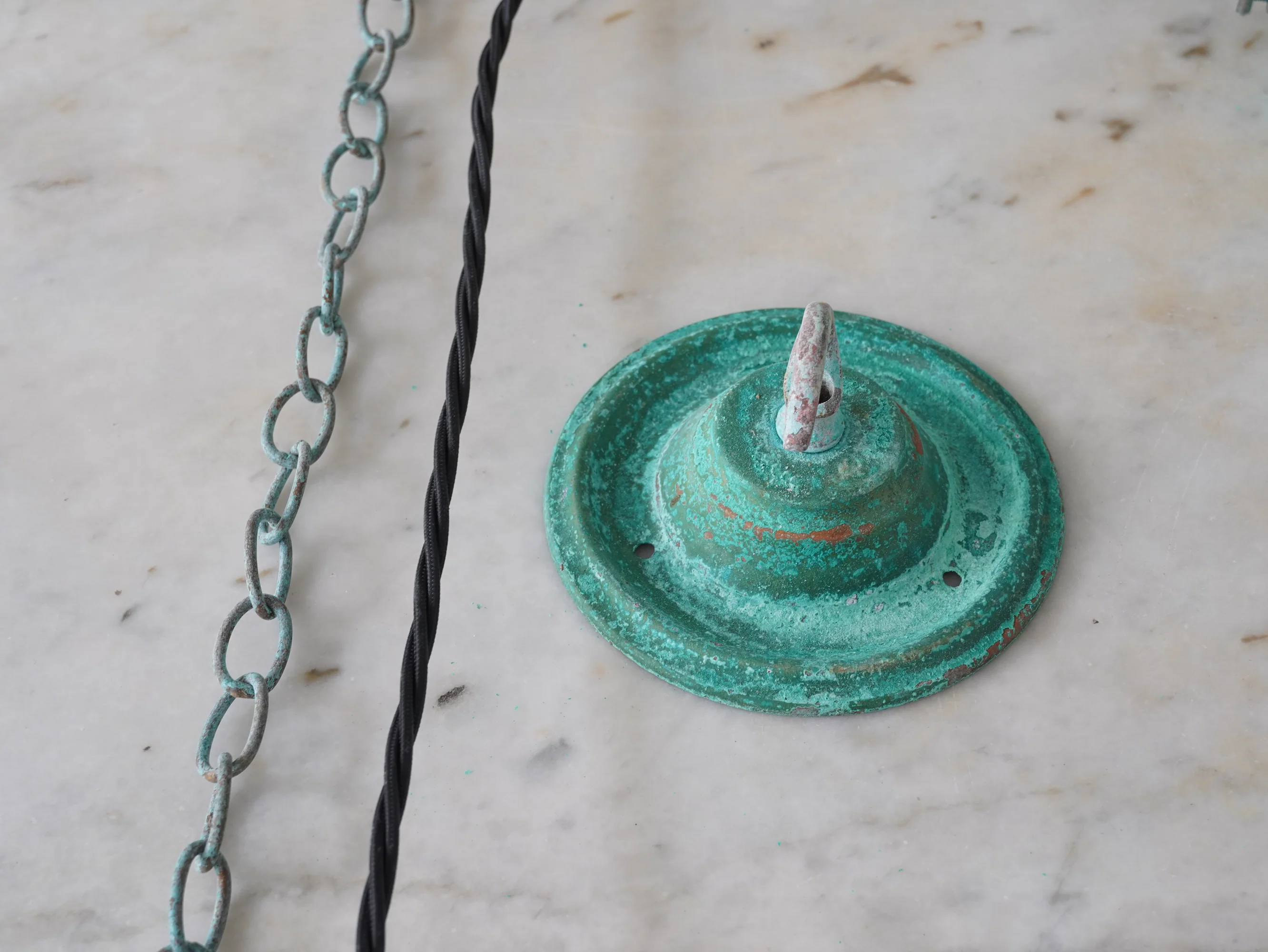 The Draughtsman Opaline Glass Pendant Light in Verdigris - Image 10