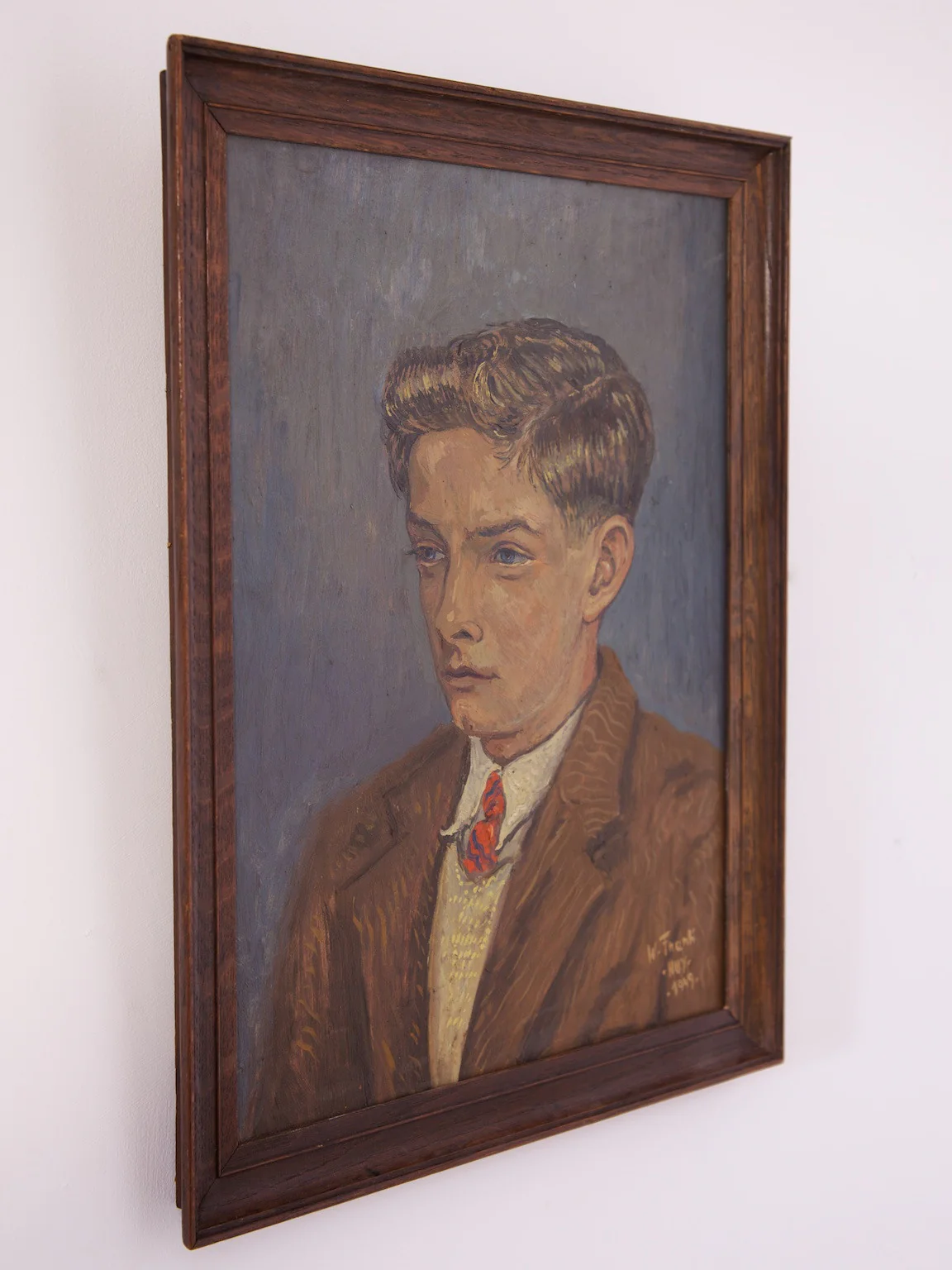 Oil on Board of a Young Man - Image 4