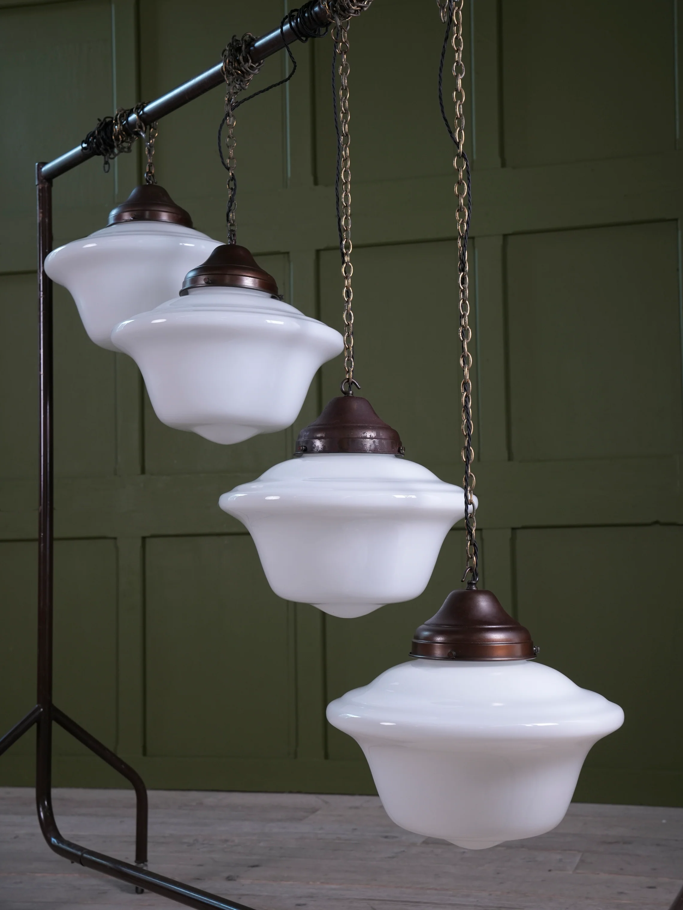 Four Large Opaline Pendant Lights - Image 2
