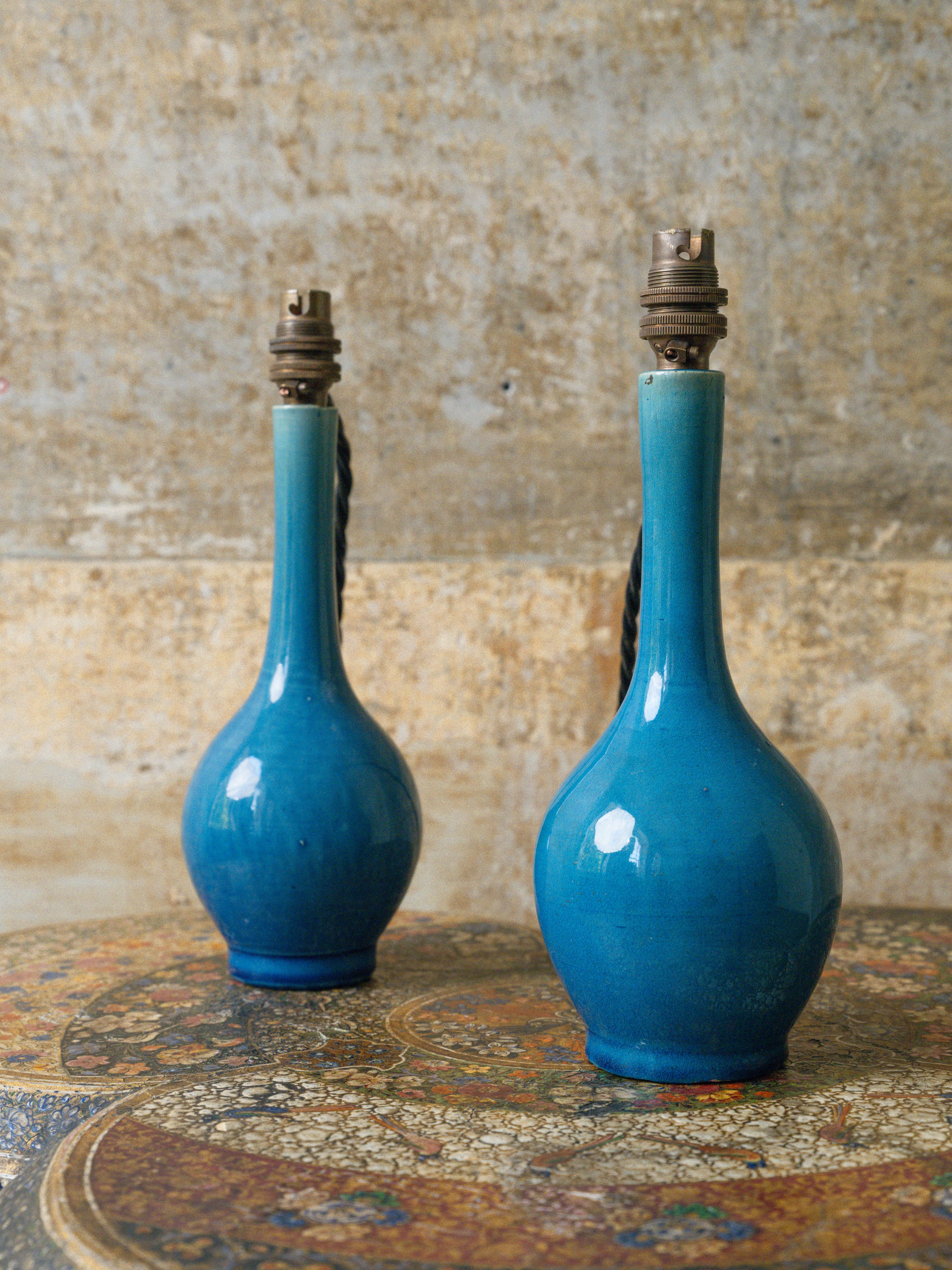 A Pair of Blue Bottle Vase lamps - Image 4
