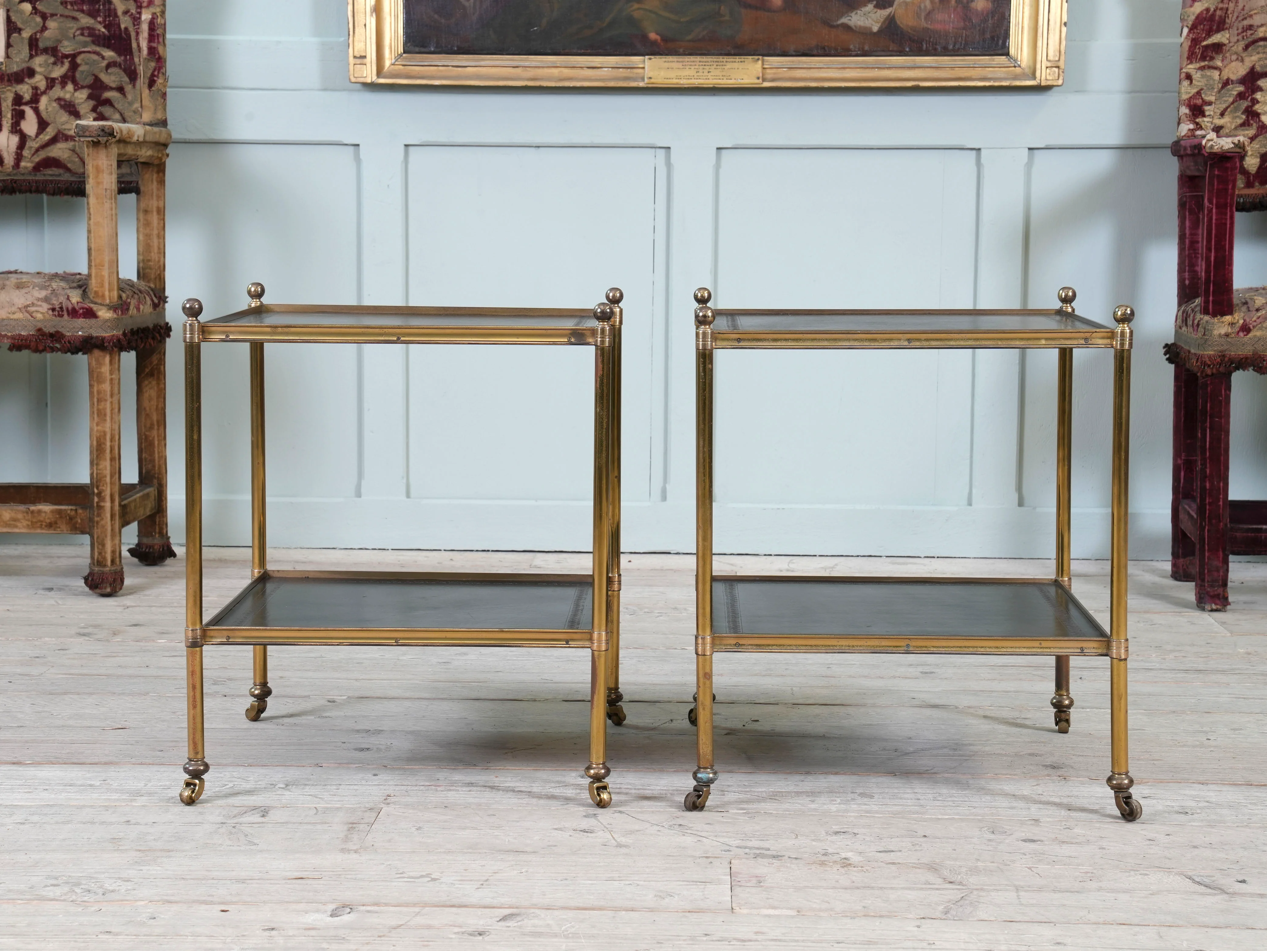 A Pair of Brass and Leather Side Tables - Image 5