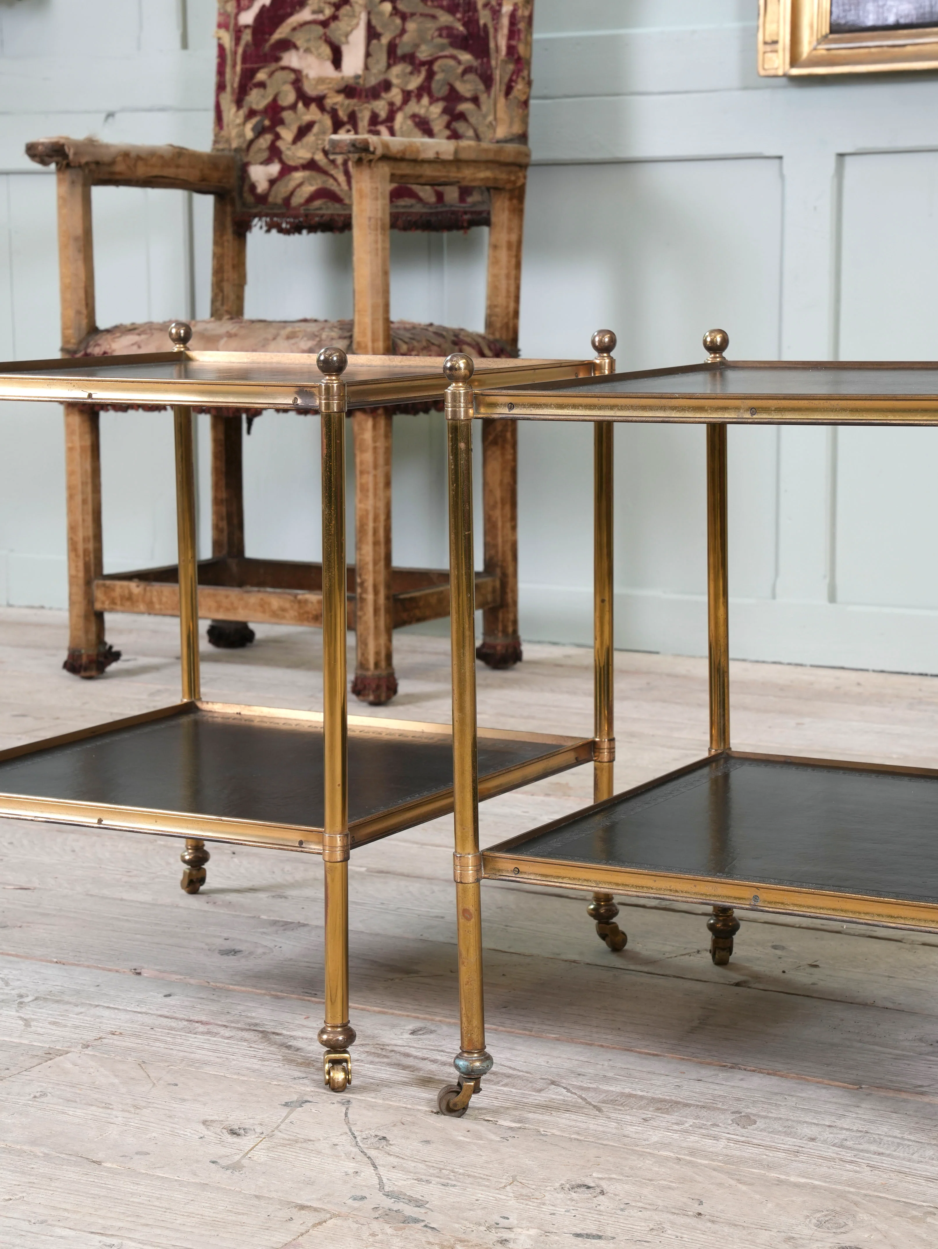 A Pair of Brass and Leather Side Tables - Image 6