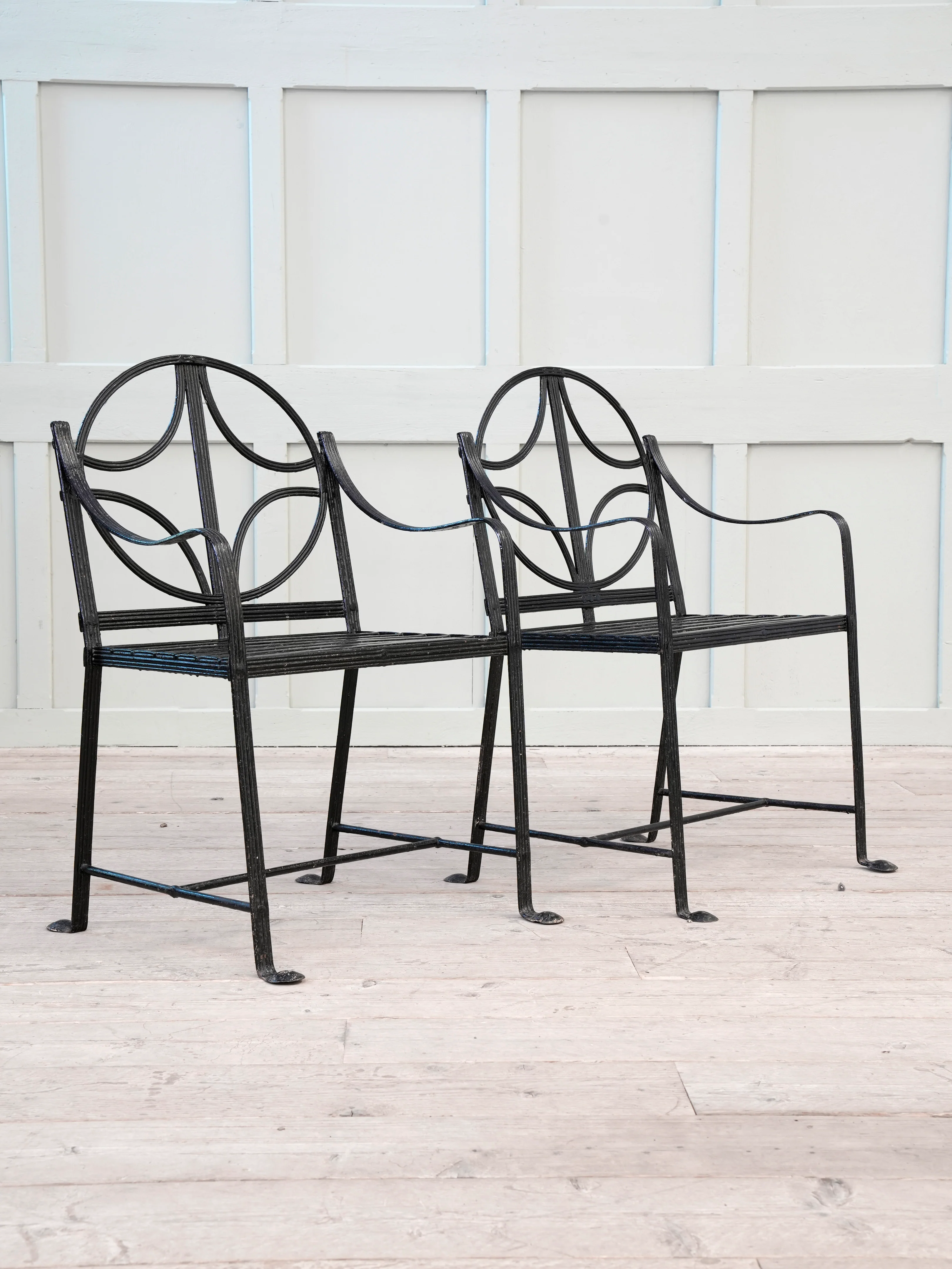 A Pair of Regency Wrought Iron Garden Chairs - Image 2