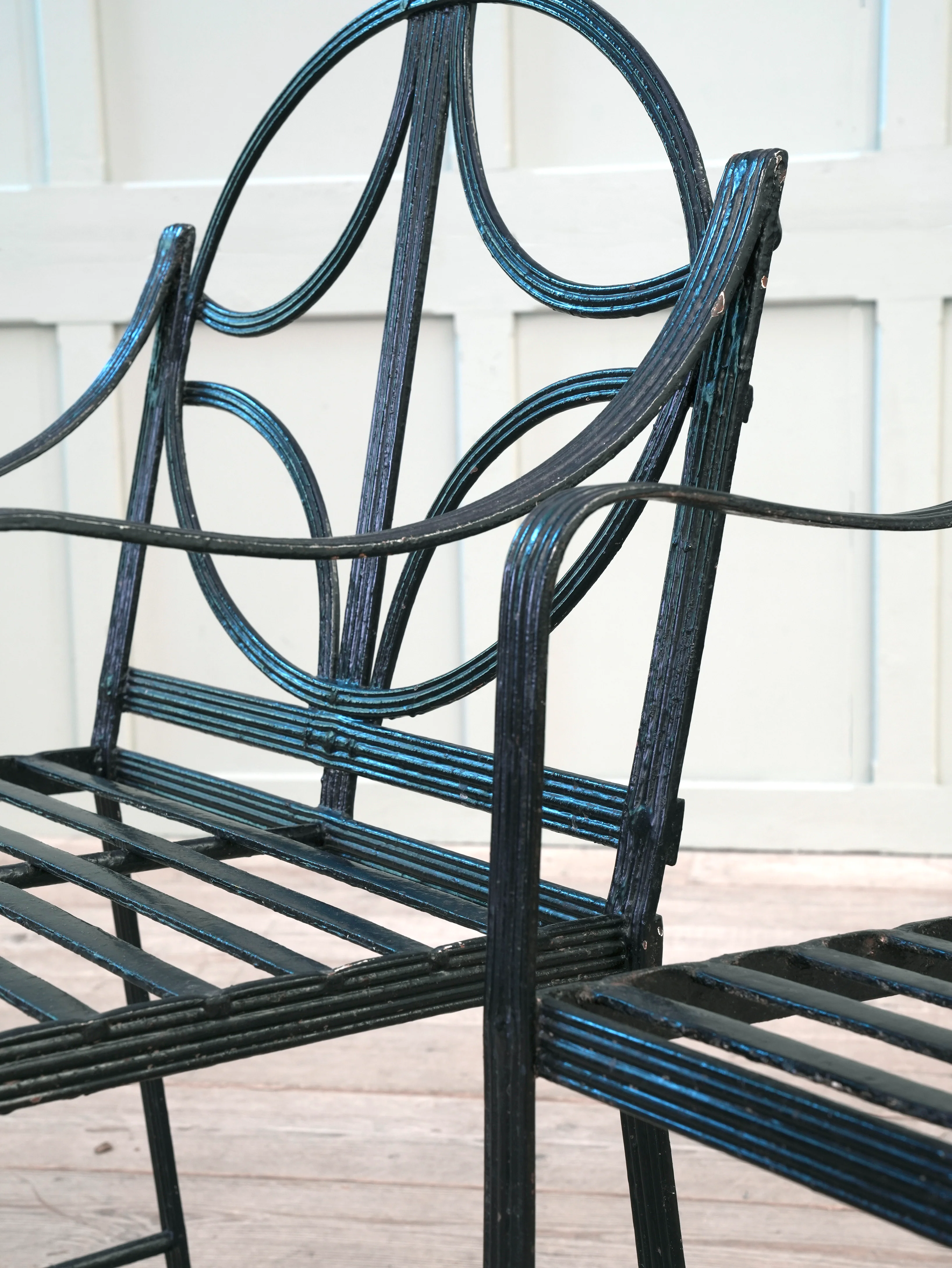 A Pair of Regency Wrought Iron Garden Chairs - Image 7