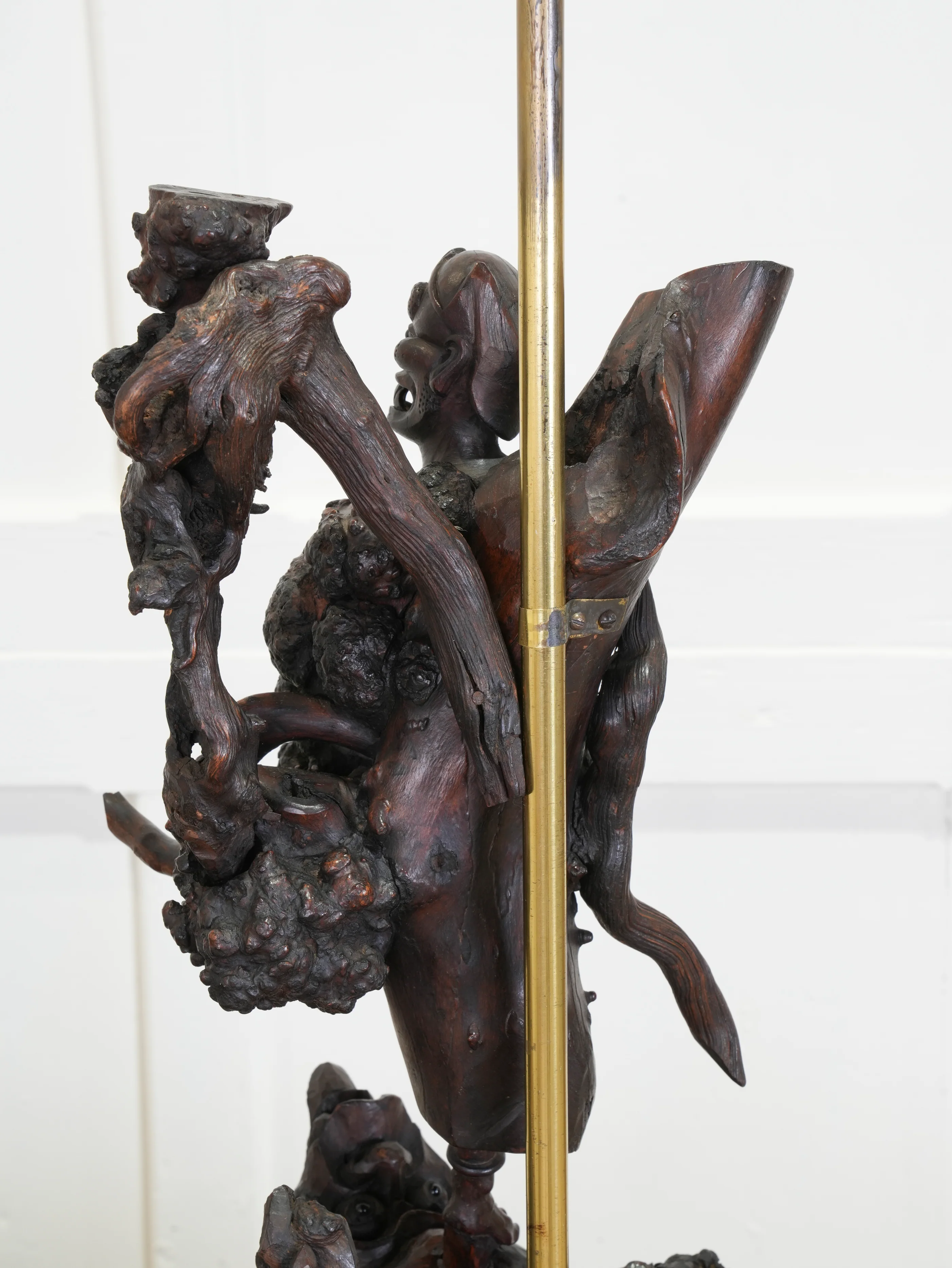 A Pair of Carved Chinese Vine Root Table Lamps - Image 11