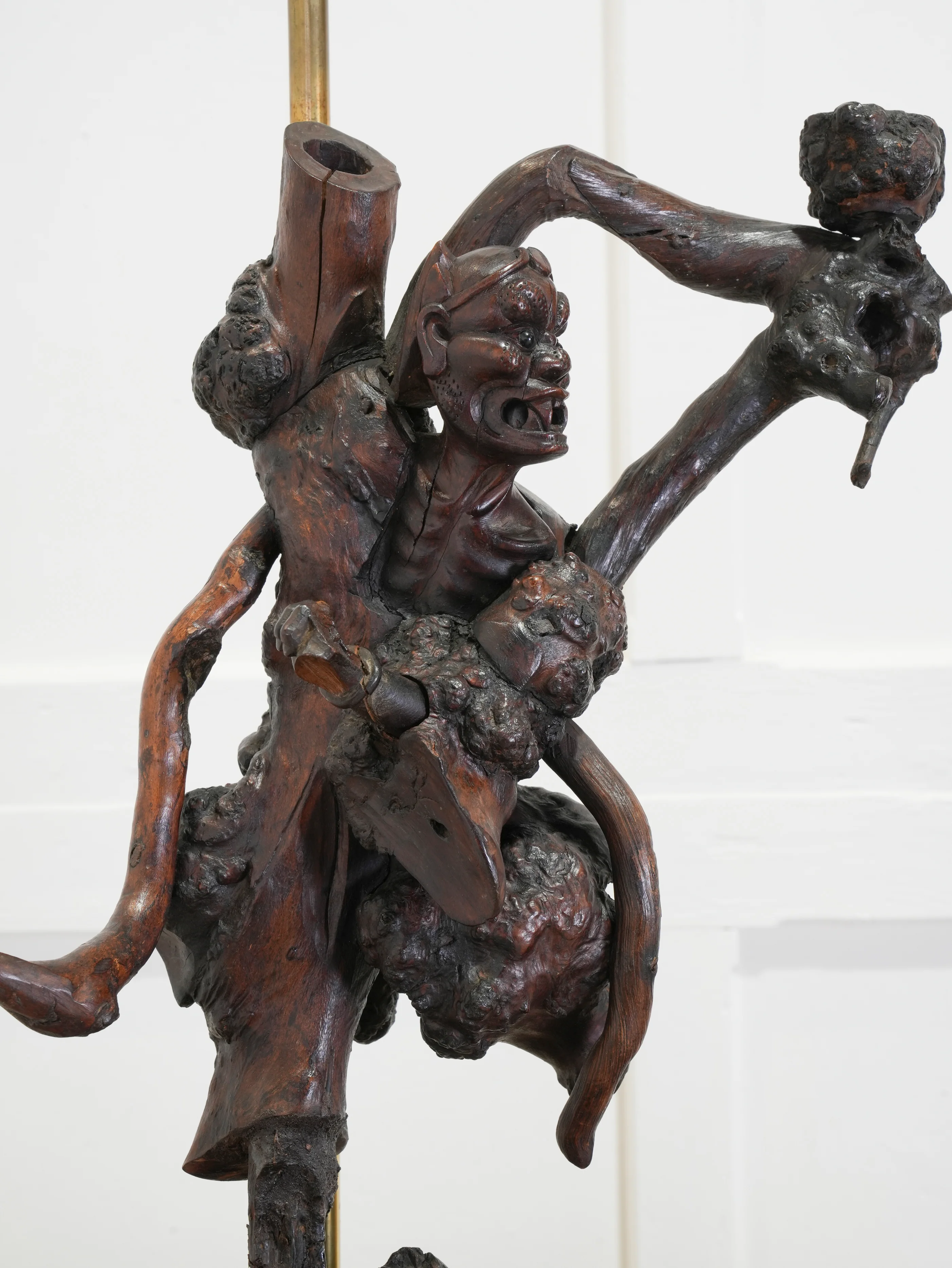 A Pair of Carved Chinese Vine Root Table Lamps - Image 2