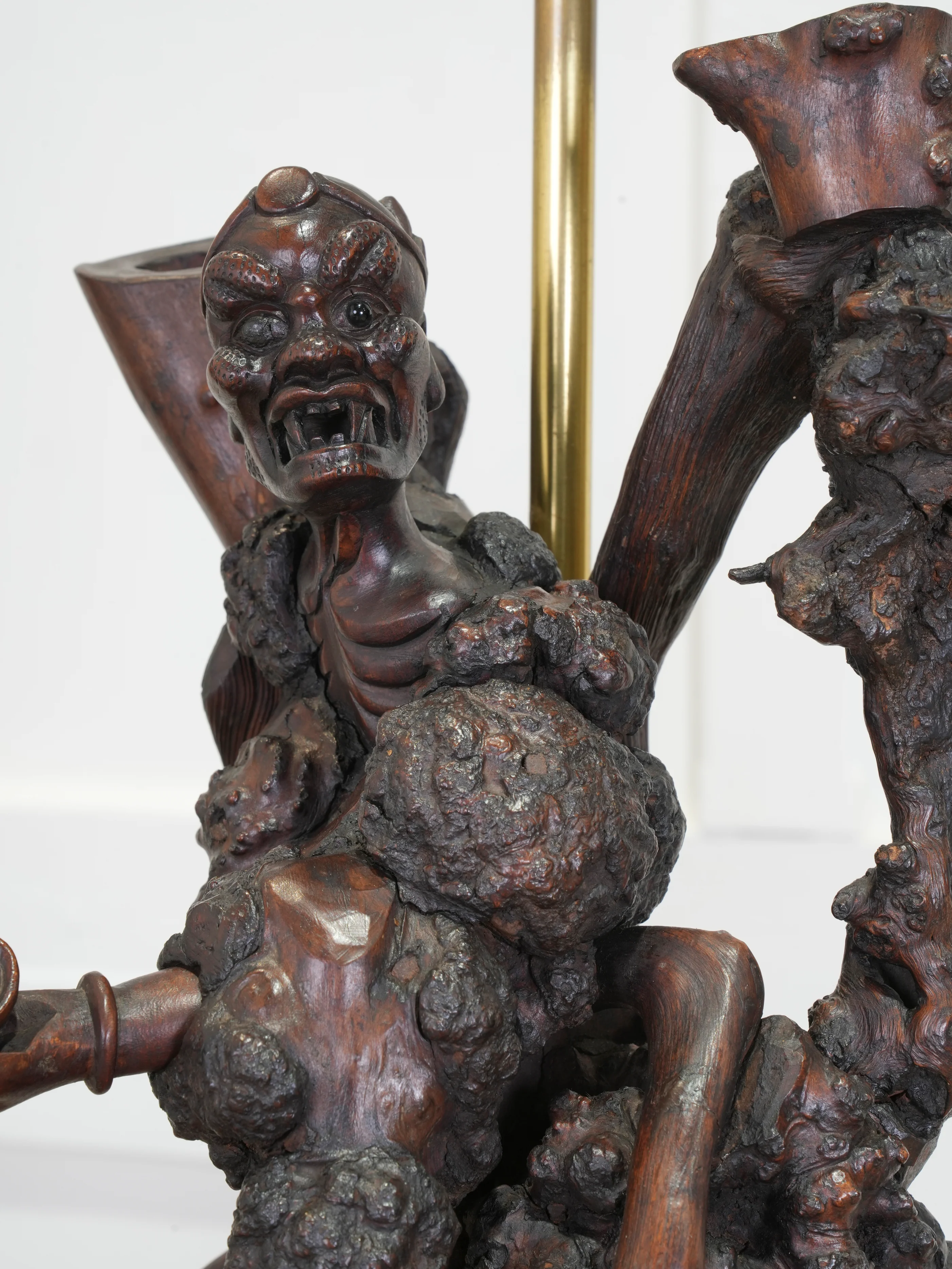 A Pair of Carved Chinese Vine Root Table Lamps - Image 6