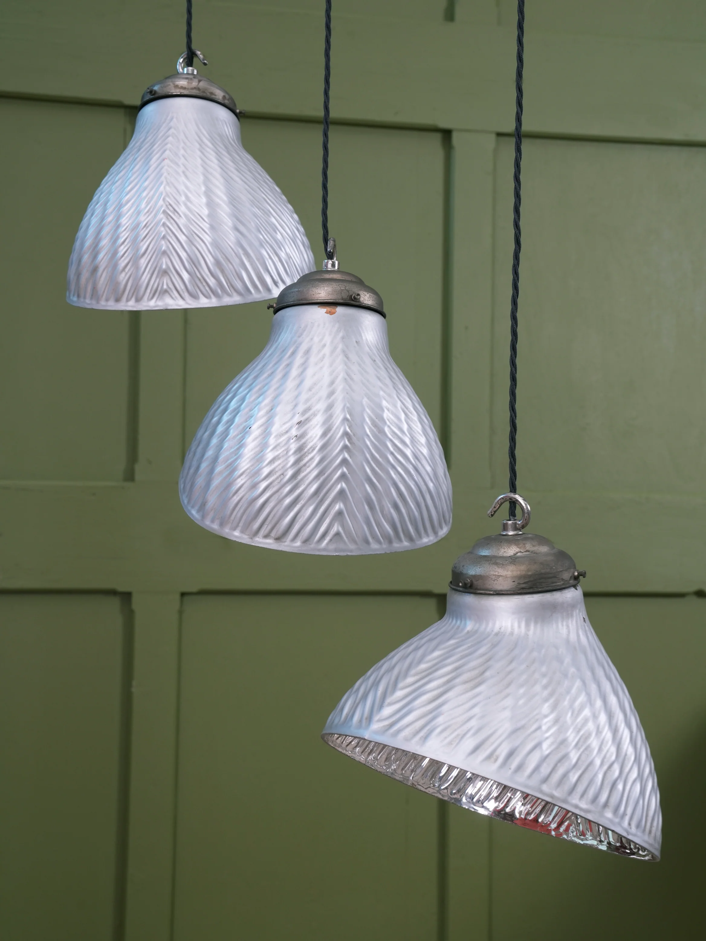 1930s Silvered Glass Parabolic Pendant Light - Image 5