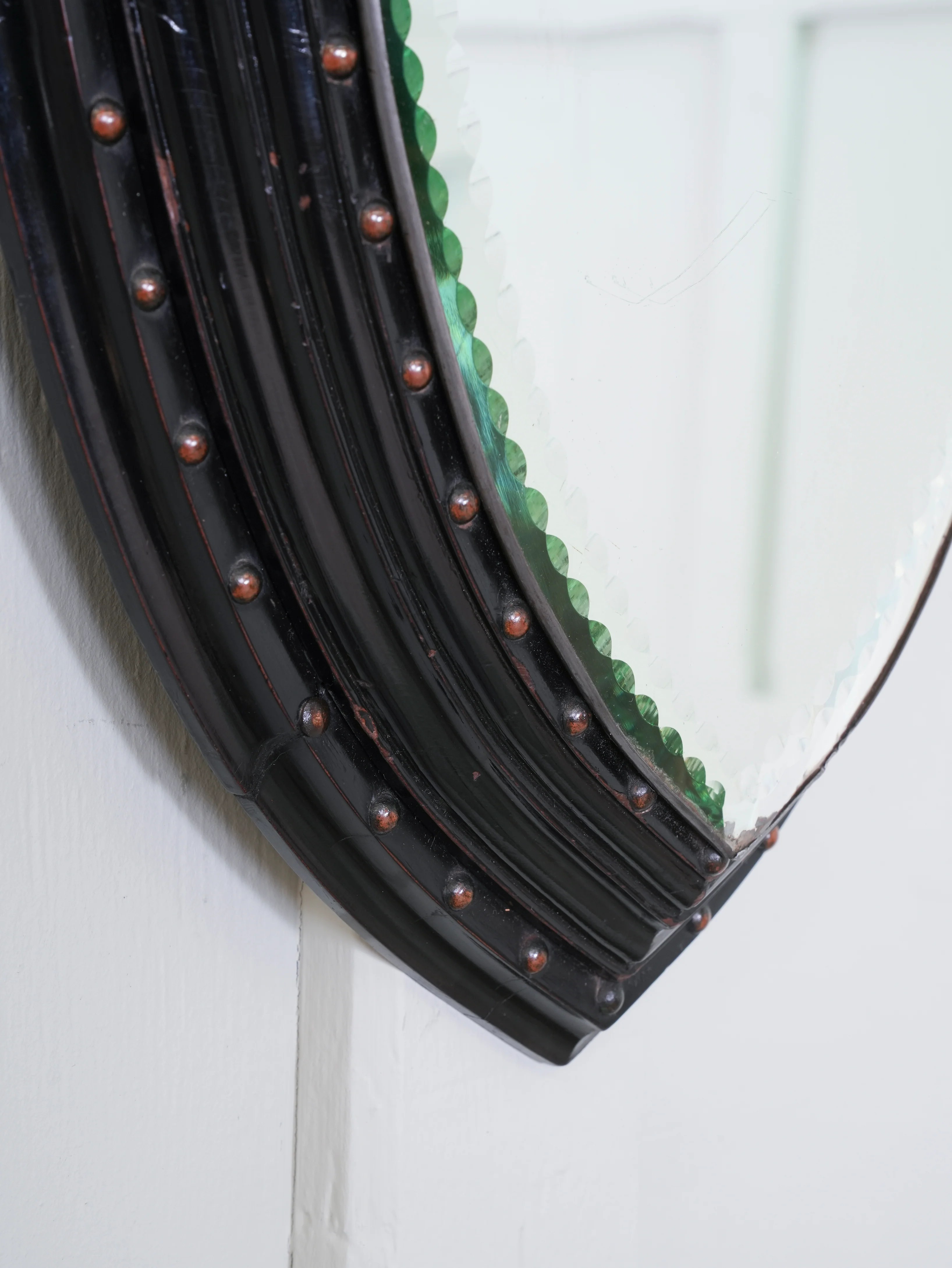 An Ebonised & Brilliant Cut Shield Mirror - Image 3