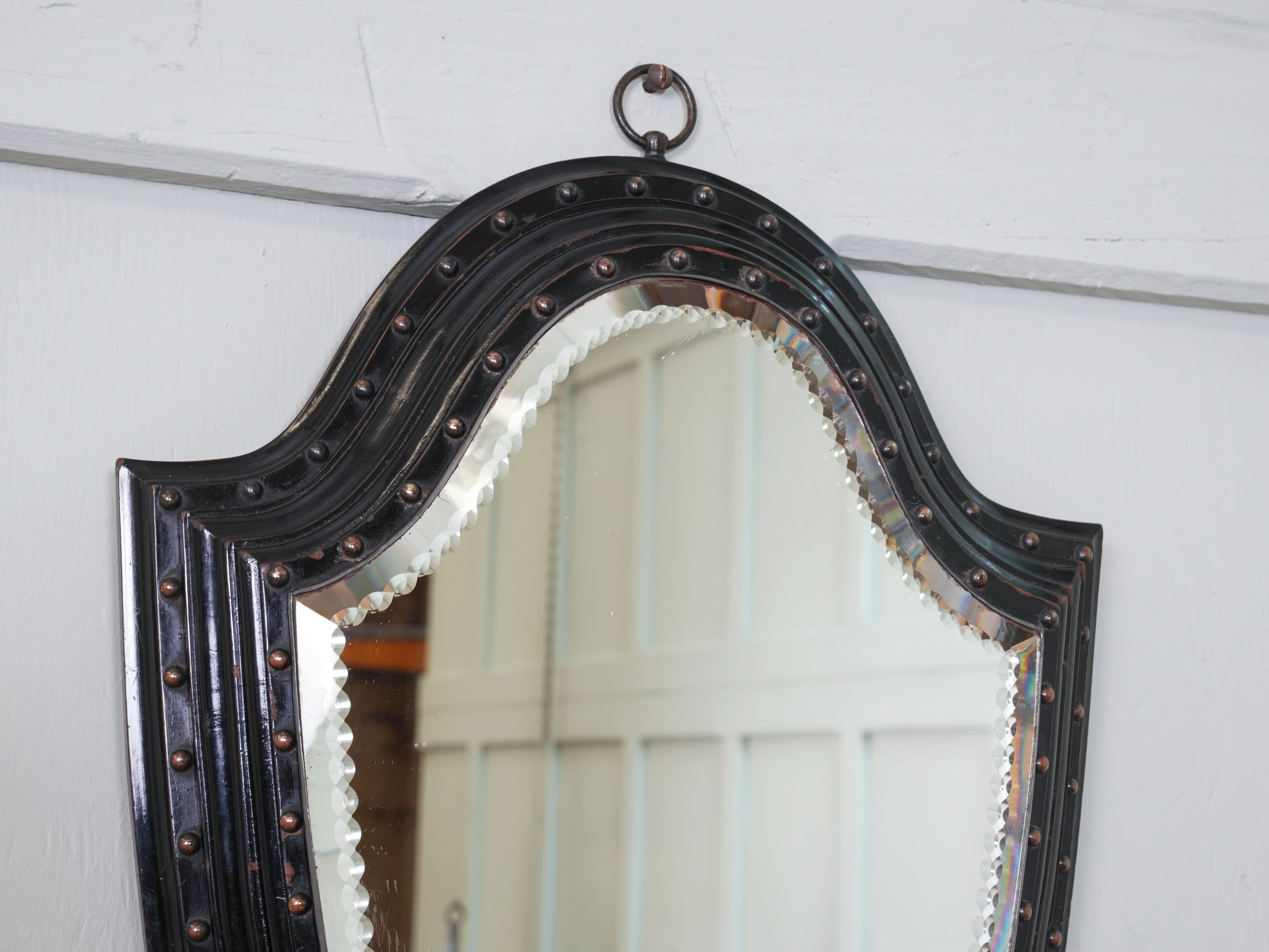 An Ebonised & Brilliant Cut Shield Mirror - Image 4