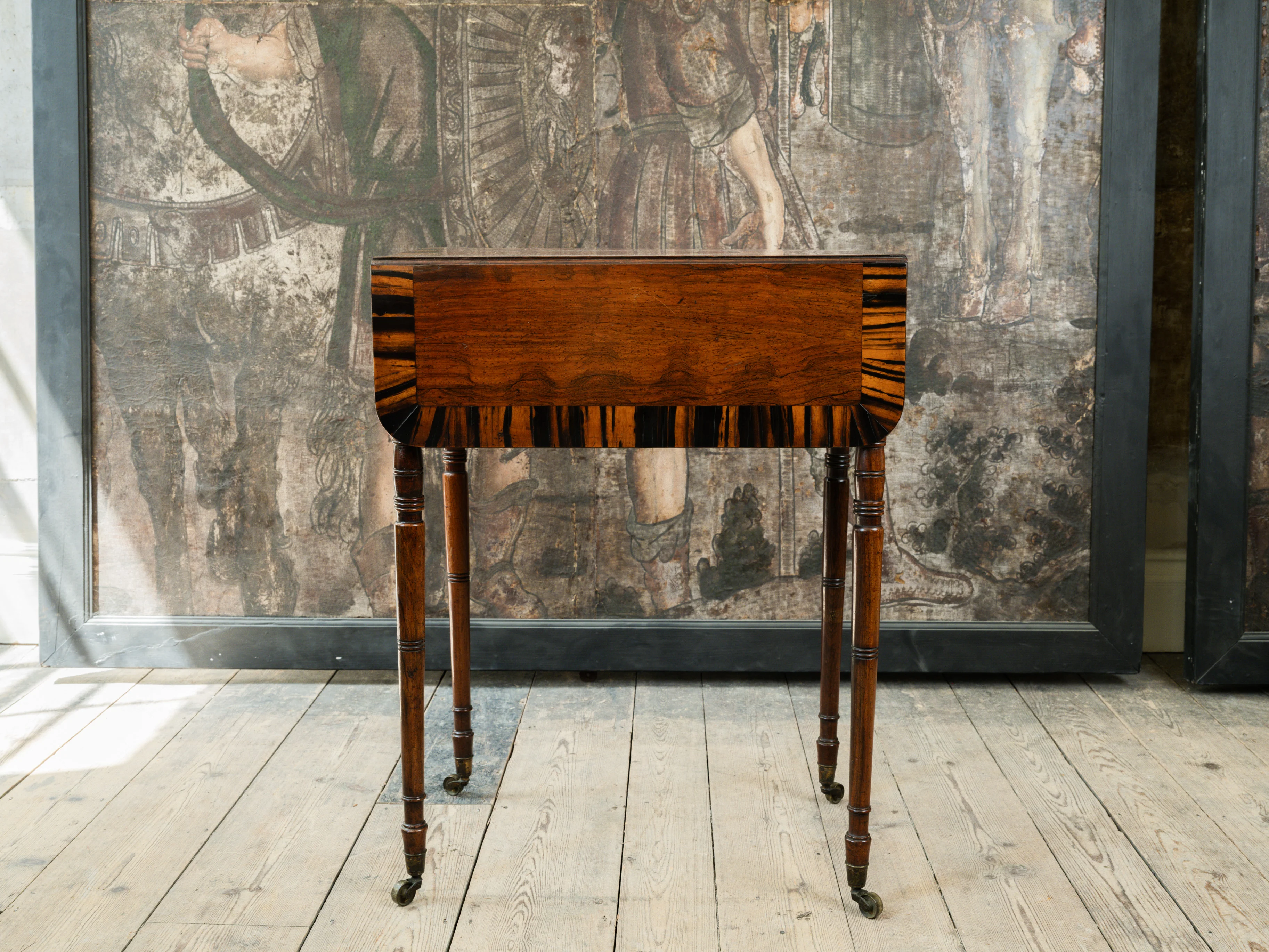 George III Zebra Wood & Mahogany Pembroke Table - Image 11
