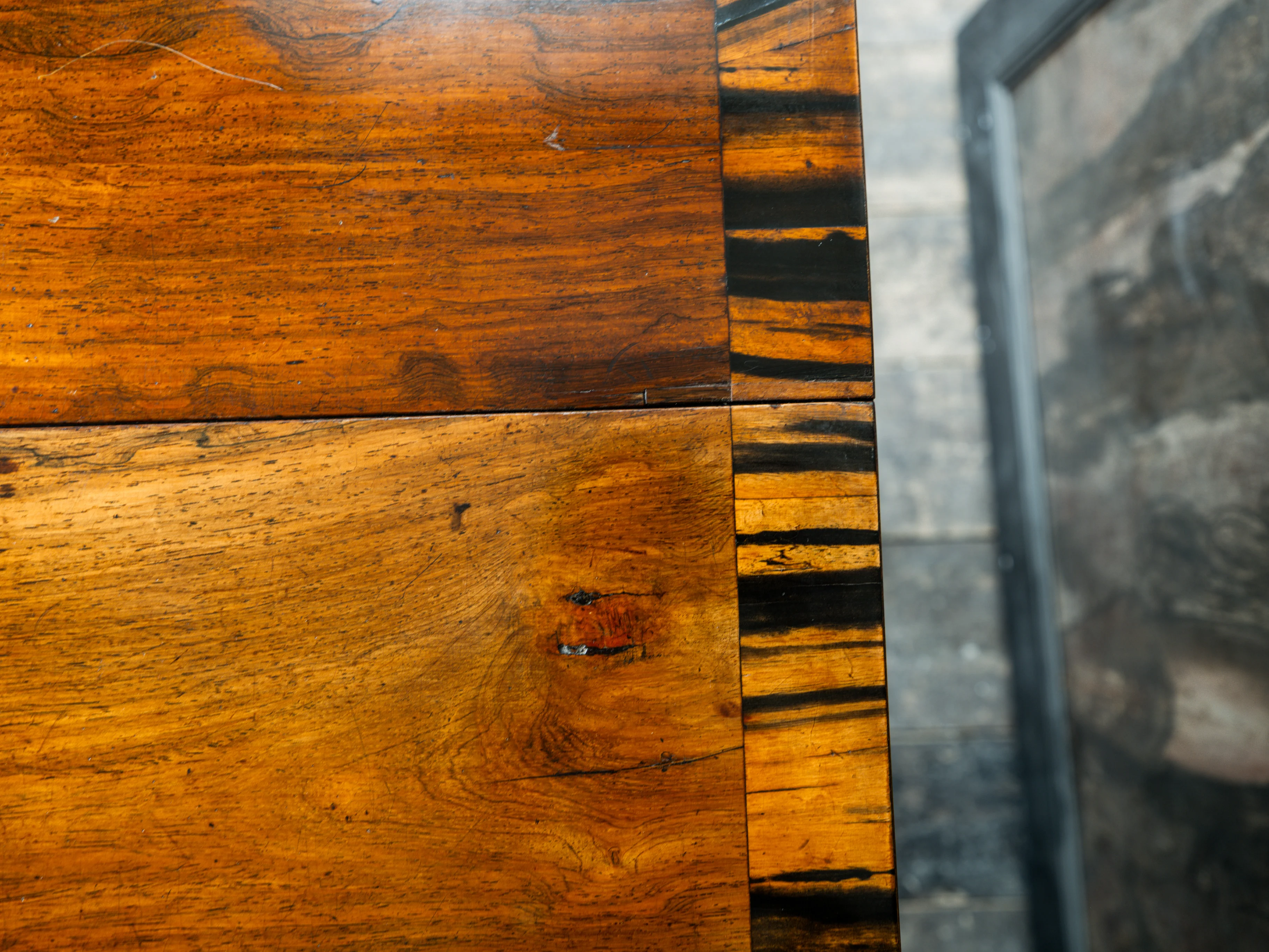 George III Zebra Wood & Mahogany Pembroke Table - Image 14