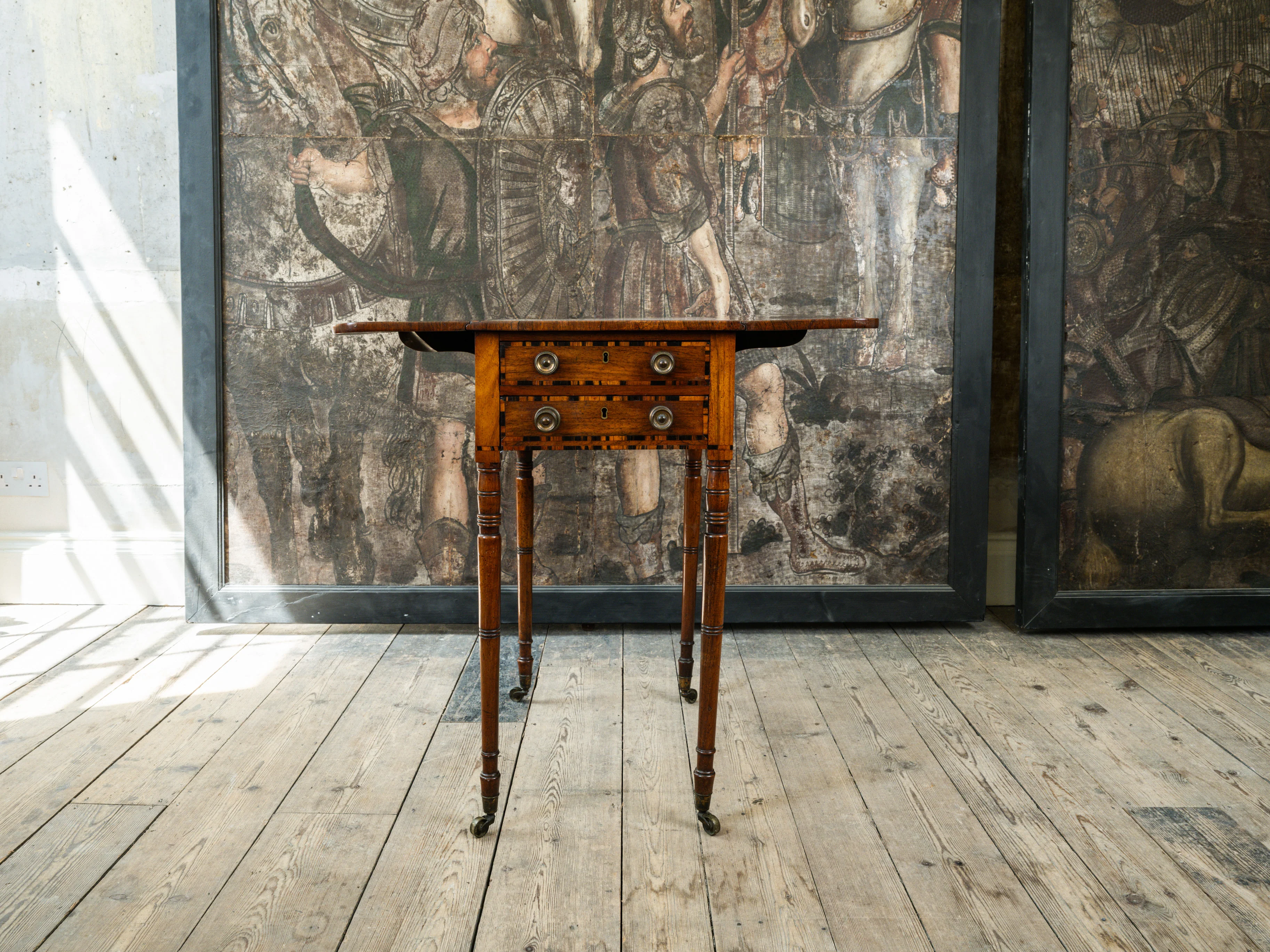 George III Zebra Wood & Mahogany Pembroke Table - Image 3