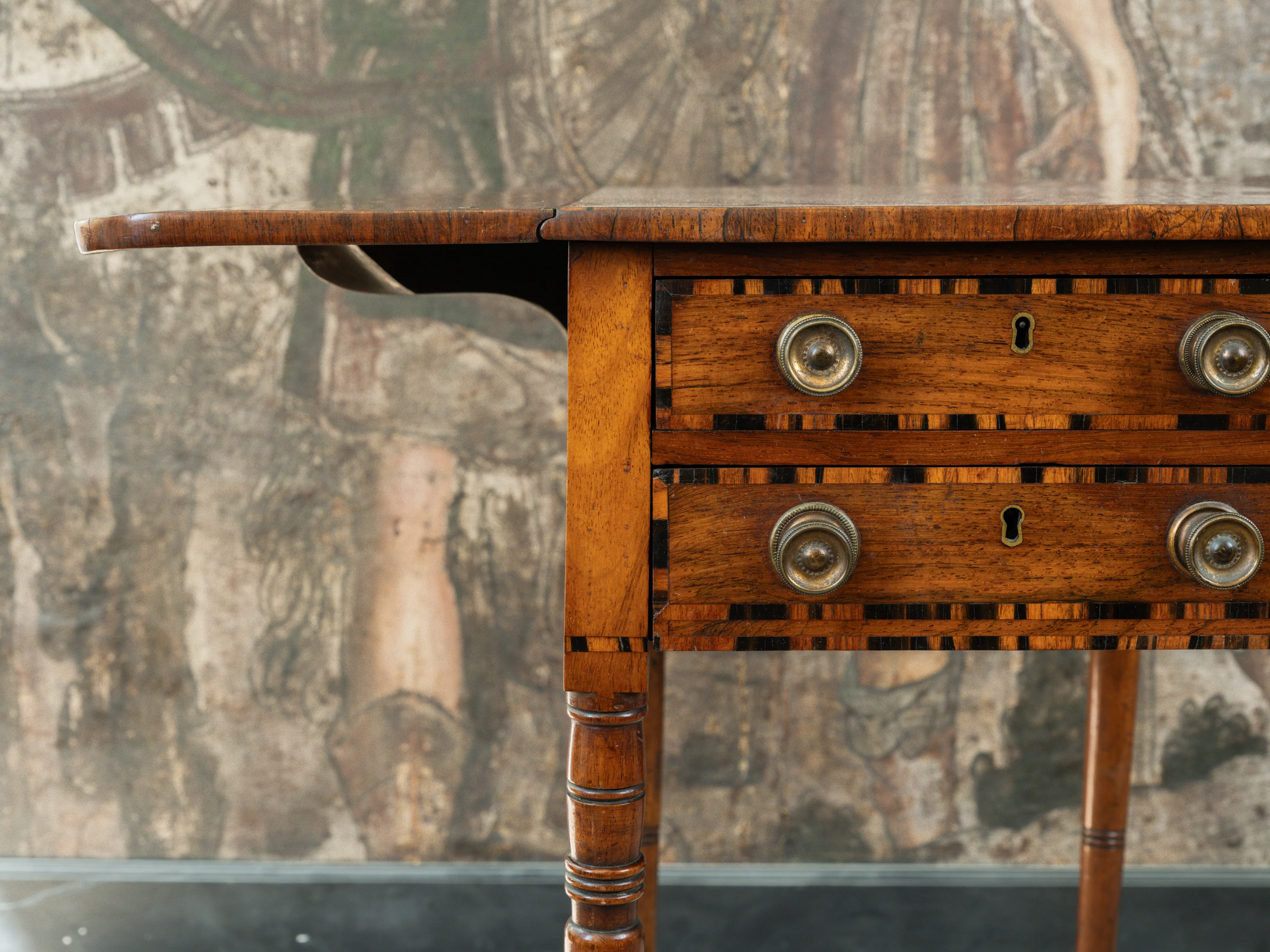 George III Zebra Wood & Mahogany Pembroke Table - Image 7