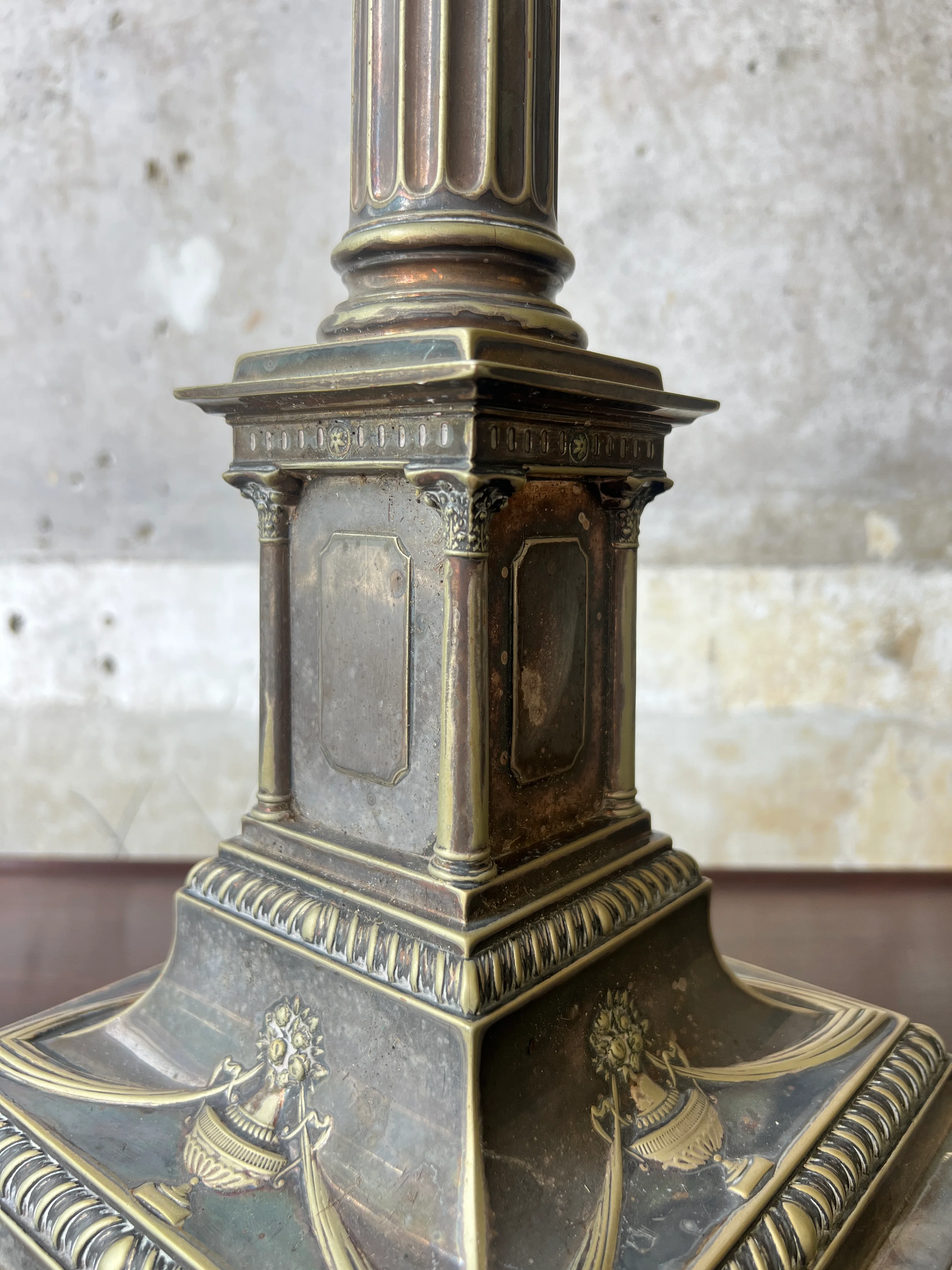 A Silver Plated Column Lamp - Image 2