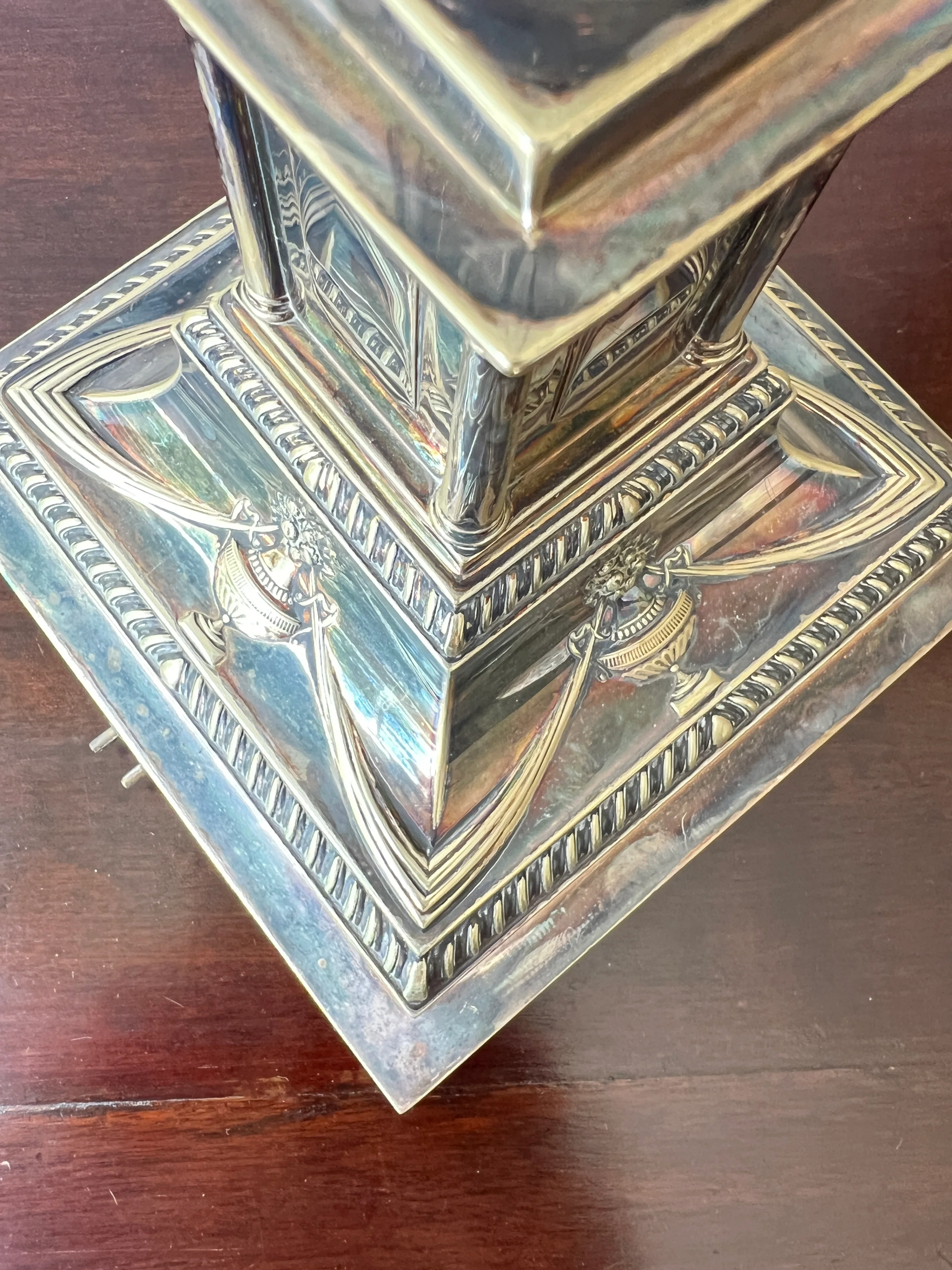 A Silver Plated Column Lamp - Image 5