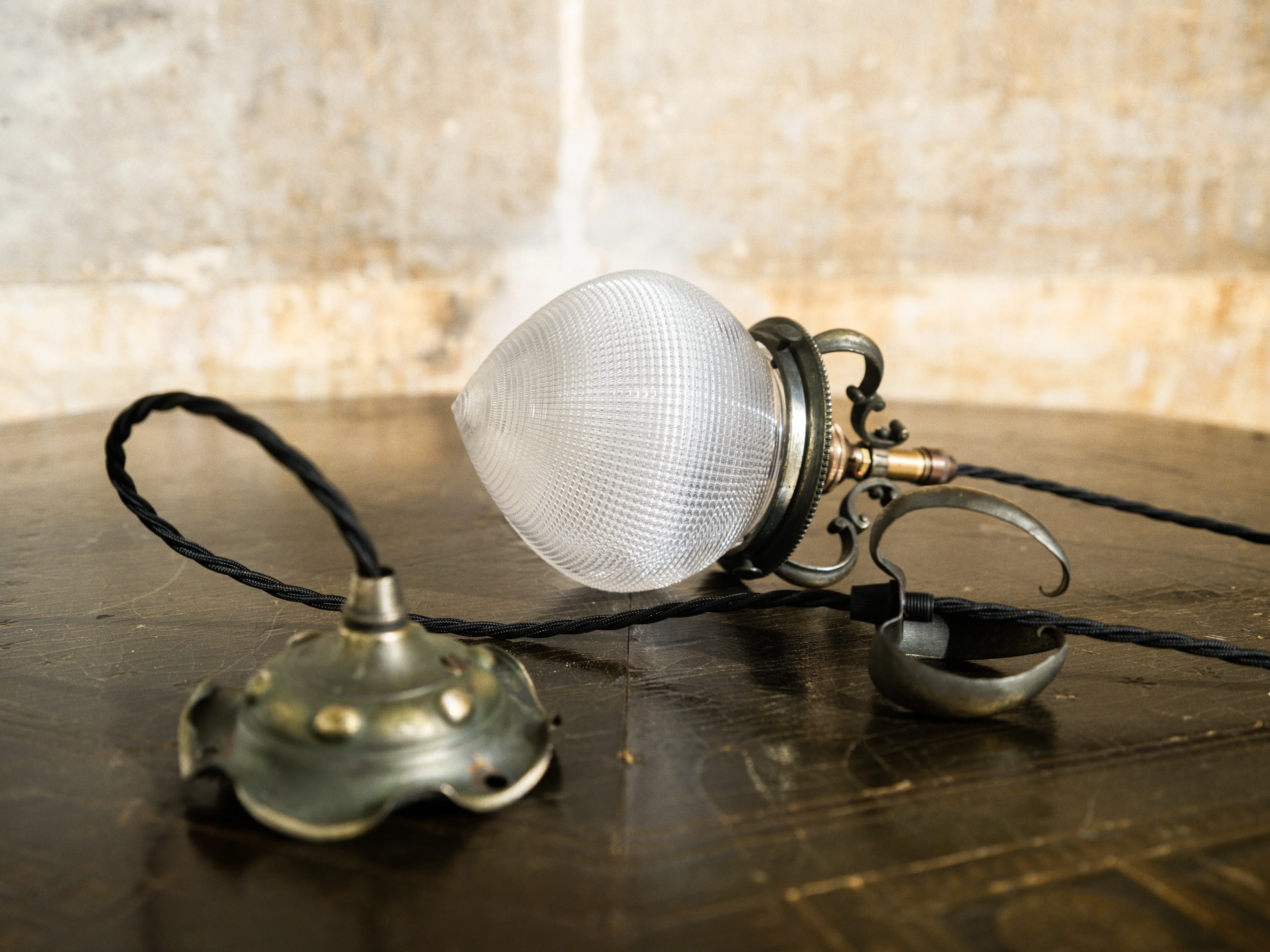 A Single Holophane Pendant Light - Image 5