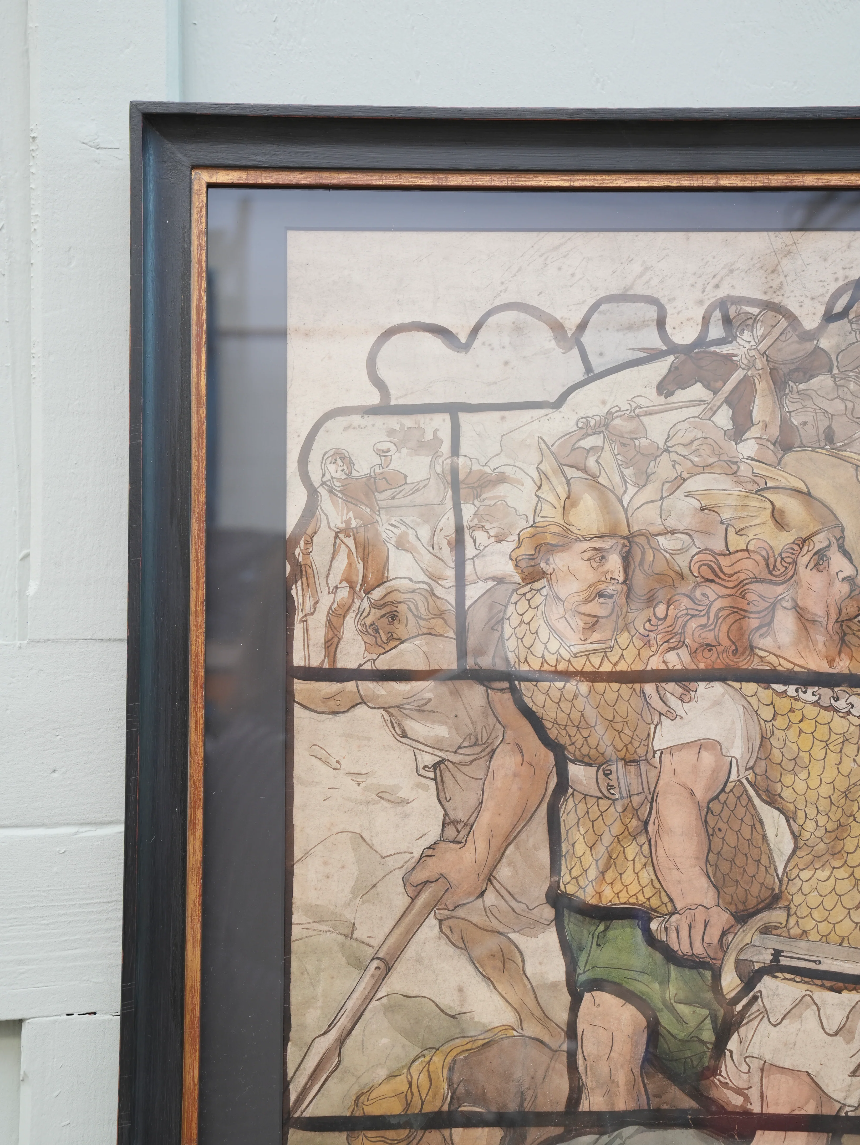 A Pair of 19th Century Stained Glass Watercolour Cartoons - Image 9
