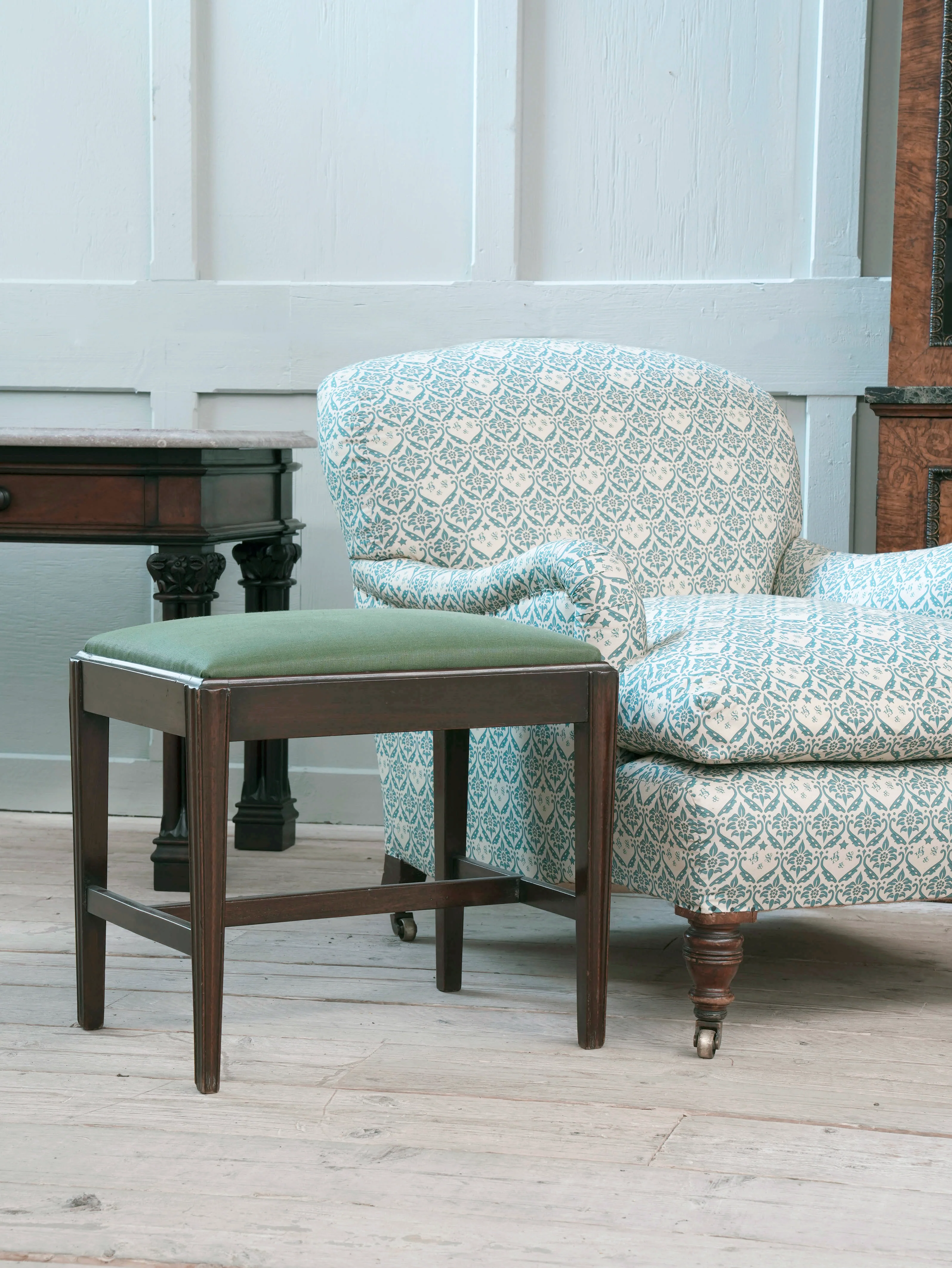 Two George III Upholstered Mahogany Stools - Image 12