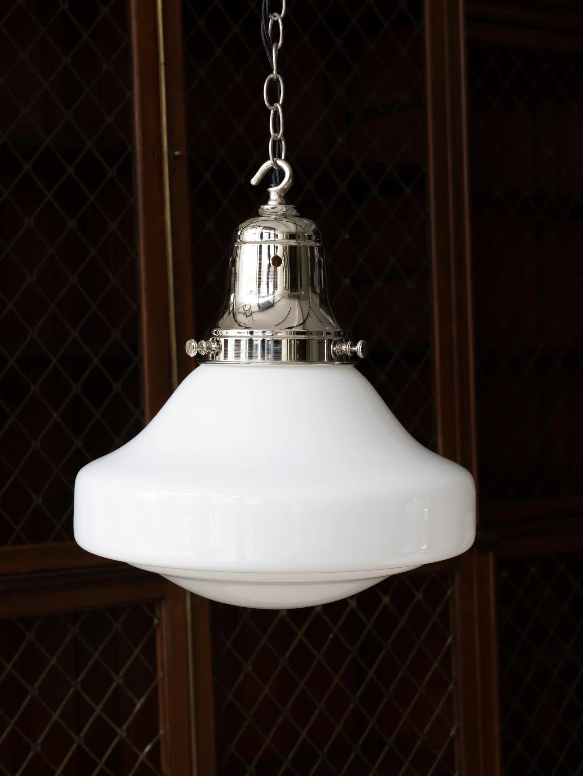 The Ellis Opaline Glass Pendant Light in Nickel - Image 5