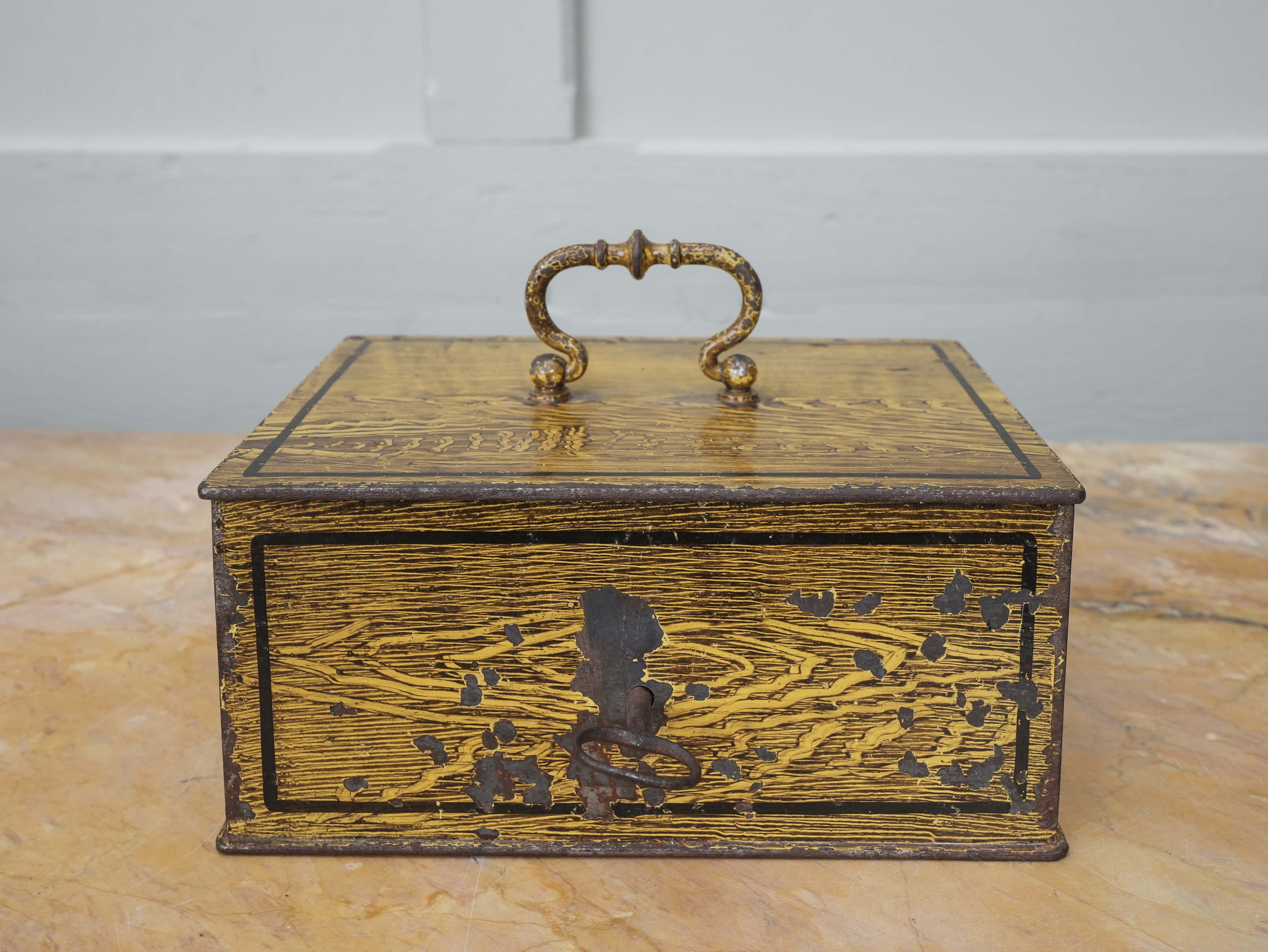 A 19th Century Faux Wood Grain Strong Box - Image 4