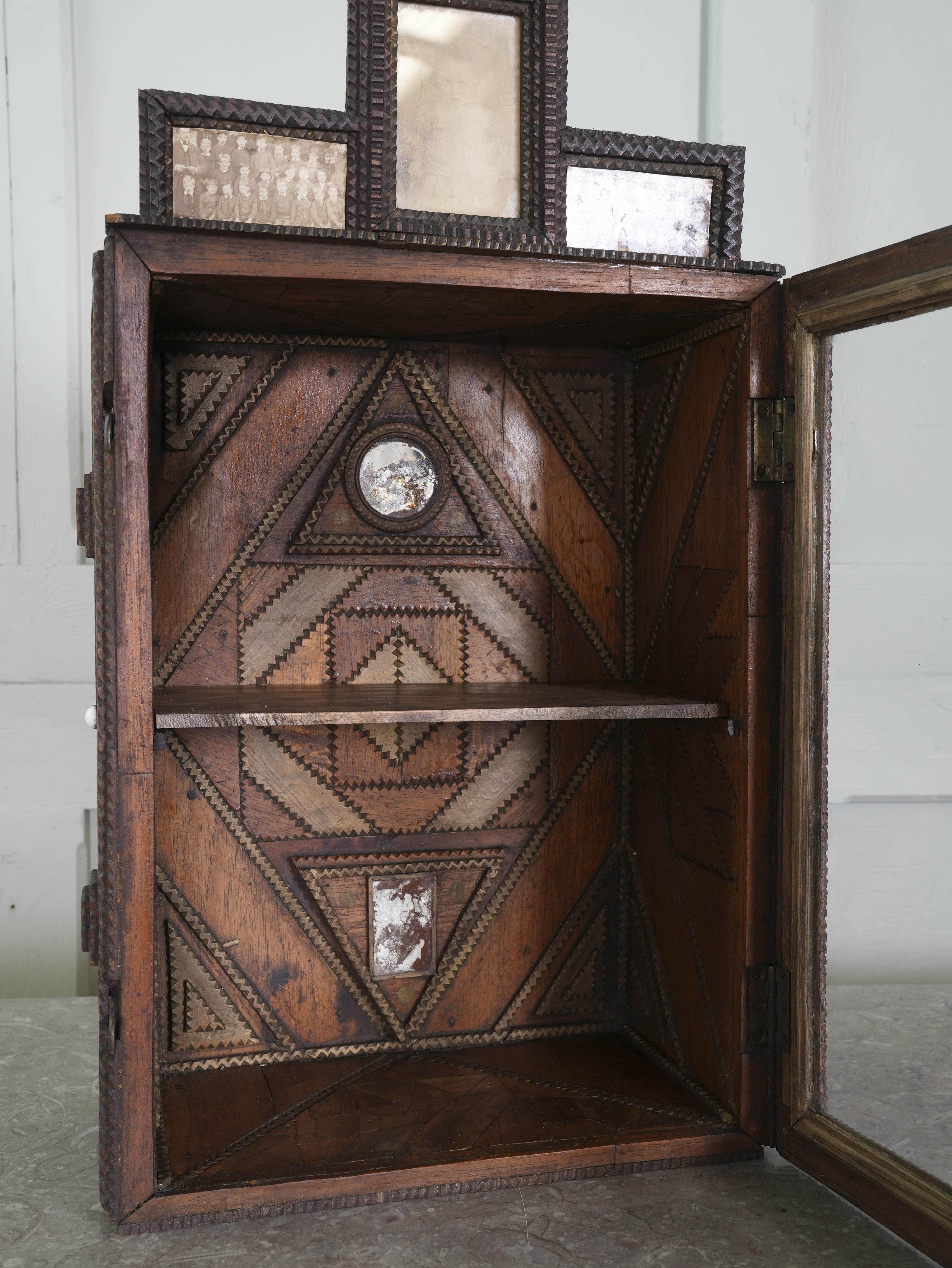 A Glazed Tramp Art Cabinet - Image 6