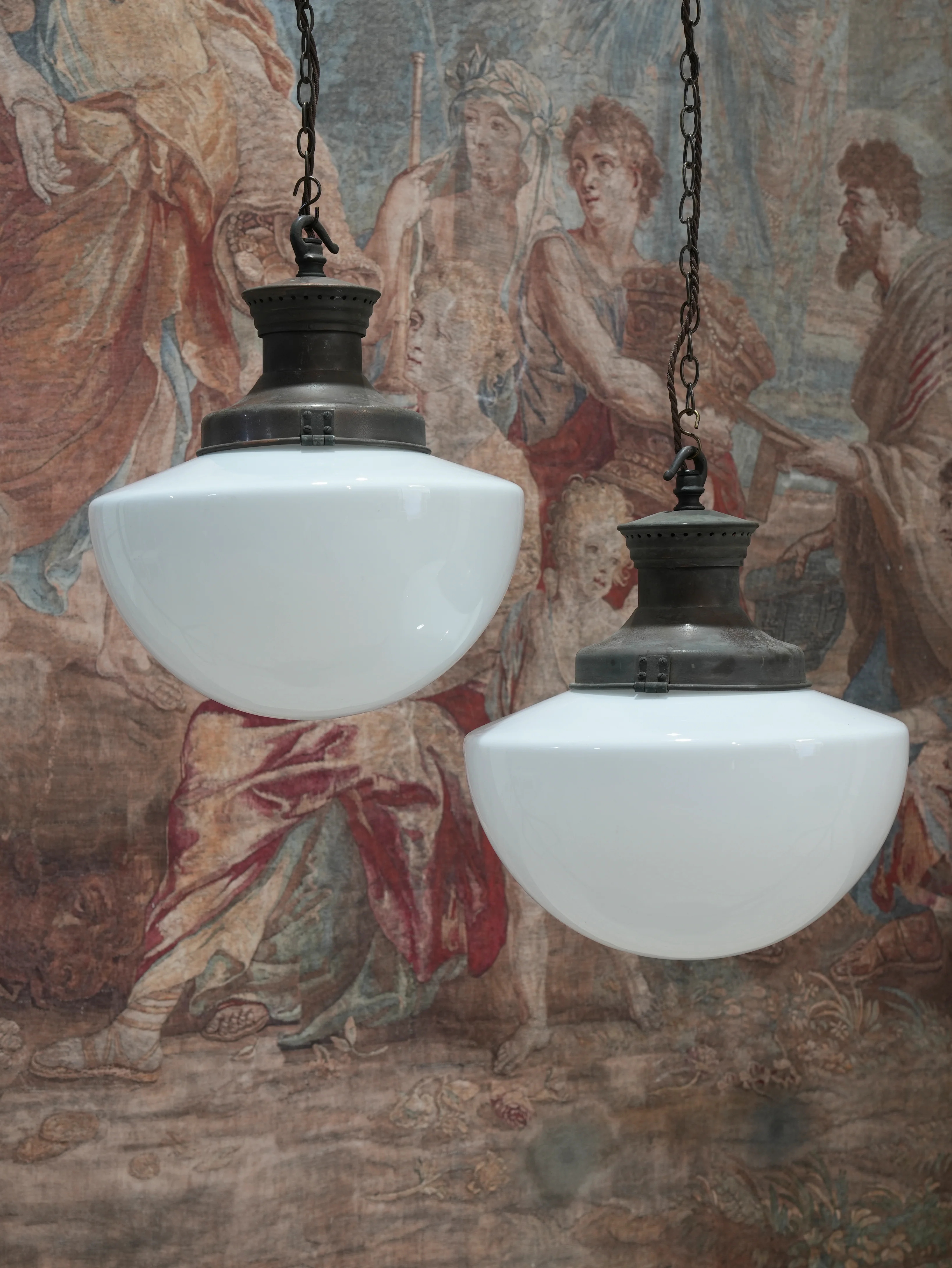 A Pair of Large Opaline Glass Pendant Lights - Image 10