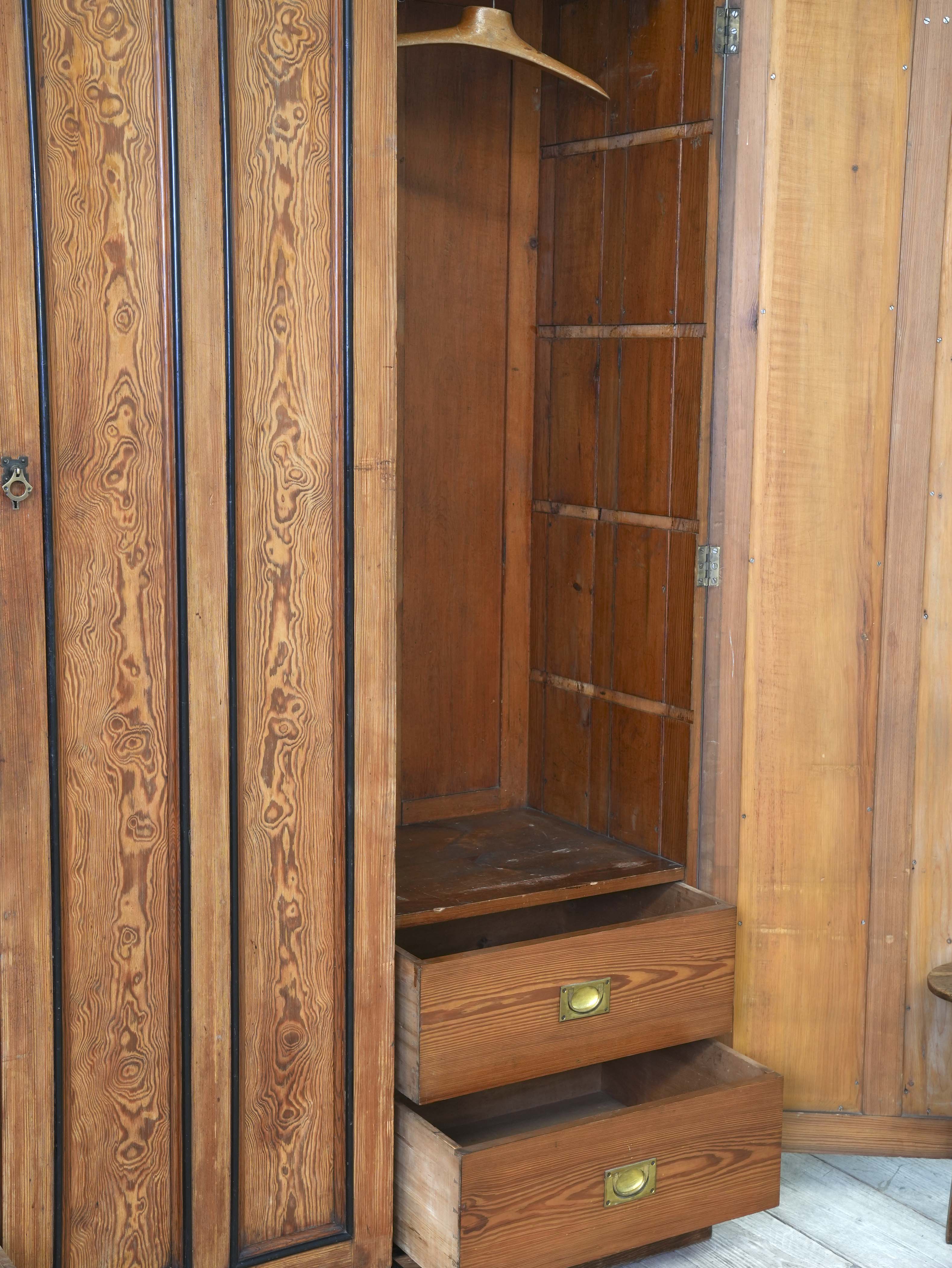 A 19th Century Baltic Pine Breakfront Wardrobe - Image 14