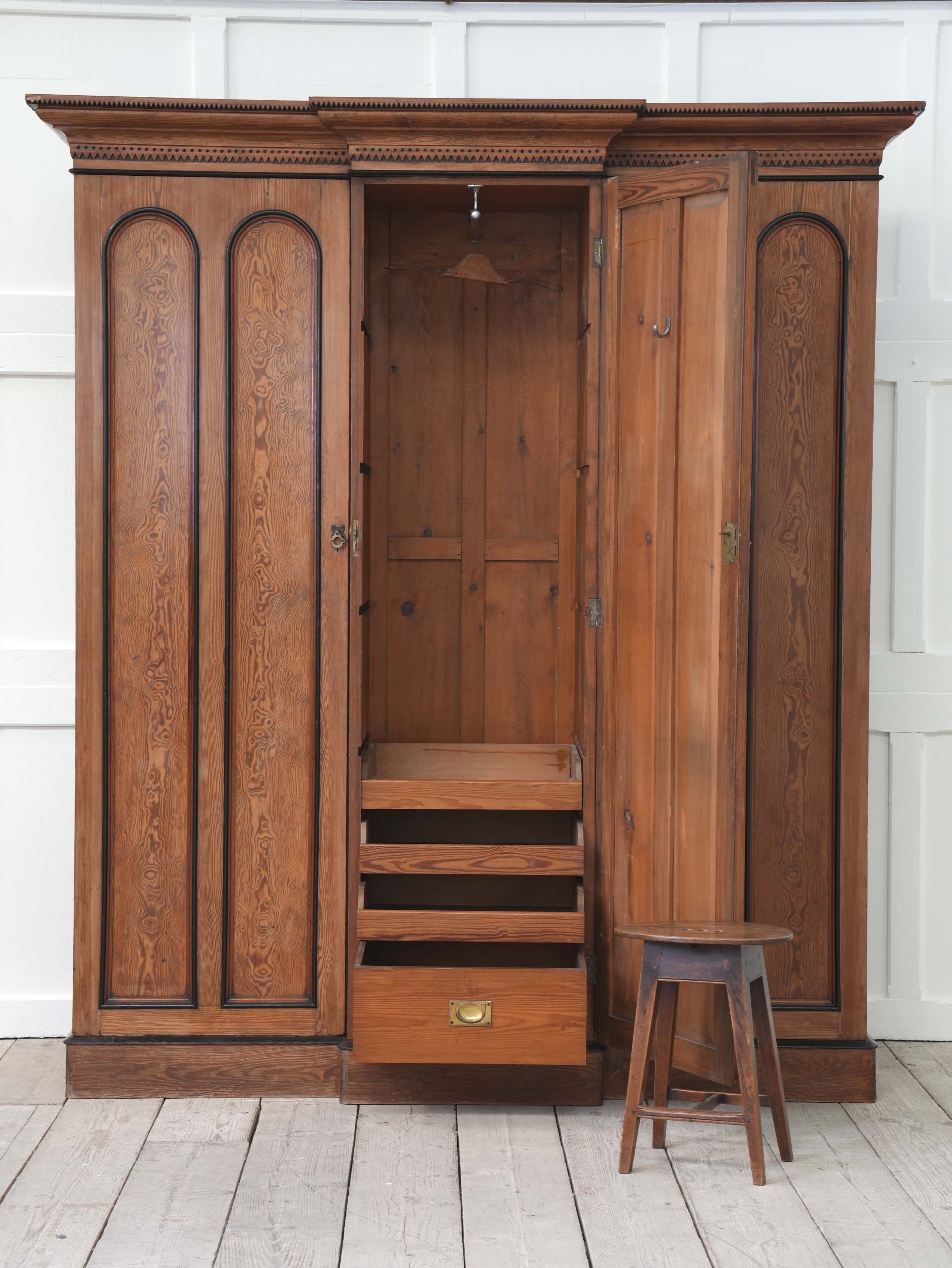 A 19th Century Baltic Pine Breakfront Wardrobe - Image 18